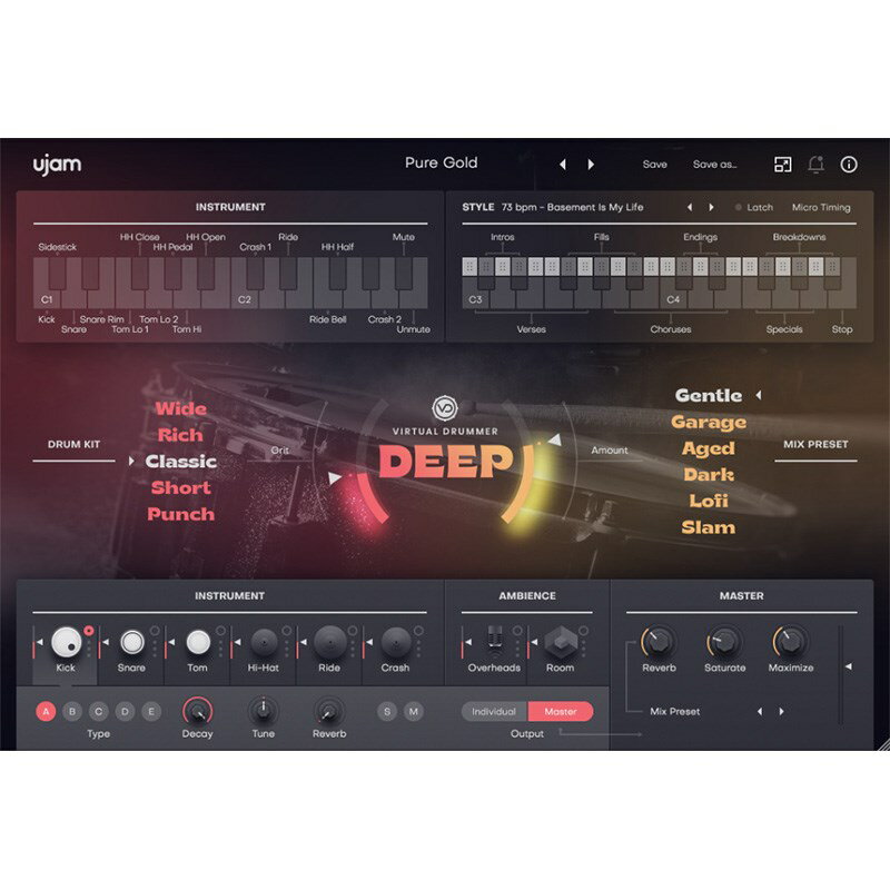 UJAM Virtual Drummer DEEP(オンライン納品)(代引不可)