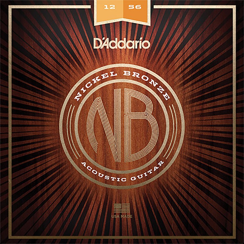 D’Addario Nickel Bronze Wound Acoustic Guitar Strings [NB1256/Lt.Top/Med.Bottom， 12-56]