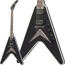 Dave Mustaine Flying V Customデイヴ・ムステインは、伝説的なギタリスト/ボーカリスト/ソングライターであり、マルチプラチナアルバムを達成しグラミー賞を受賞したバンド、MEGADETHの創設者です。新たにリリースされるEpiphone Dave Mustaine Flying V Customは、デイブの名を冠する既出のシグネチャー・モデル同様に、パワフルでヘビーなサウンドと卓越した演奏性をプレイヤーにもたらします。24.75インチスケールのマホガニーネックは24フレット仕様であり、ミディアムジャンボフレット、エボニー指板、Explorerスタイルのヘッドストック形状、Groverミニロトマチックチューナー、Graph Techナットが採用されています。マホガニー材によるFlying Vスタイルのボディには、Lock Tone Tune-O-Maticブリッジ、裏通しタイプのFlying Vテールピース、Daveのシグネチャー・ピックアップであるSeymour Duncan Thrash Factorピックアップが搭載されており、ムステインのシグネチャー・モデルに相応しい高出力なギターサウンドを提供します。ヘビーメタルを想起させるルックスには、精悍な印象を与えるブラックメタリック・フィニッシュとギター全体に施されたホワイトバインディングの絶妙なコントラストが一役買っています。ブラックニッケル・ハードウェア仕様で、ハードシェルケースが付属となります。※画像はサンプルです。製品の特性上、杢目、色合いは一本一本異なります。BodyMaterial: MahoganyBinding: Multi-ply Body & Headstock， Single-ply FretboardNeckNeck:MahoganyProfile: Artist ProfileNut width: 1.693 / 43mmFingerboard: EbonyScale length: 24.75 / 628.65mmNumber of frets: 24 Nut: Graph TechInlay: DotHardwareBridge: LockTone Tune-O-MaticTailpiece: Flying V String ThruKnobs: Knurled Black MetalTuners: Grover Mini RotomaticsPlating: Black NickelElectronicsNeck pickup: Seymour Duncan Dave Mustaine Signature Thrash Factor Bridge pickup: Seymour Duncan Dave Mustaine Signature Thrash FactorControls: 2 Volume， 1 Toneハードケース付属イケベカテゴリ_ギター_エレキギター_Epiphone_ミュージシャンズ モデル_新品 JAN:4580568431240 登録日:2023/05/29 エレキギター エピフォン