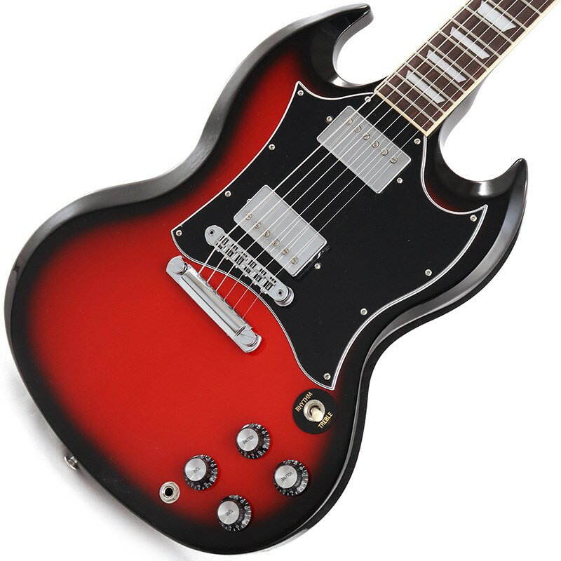 ■商品紹介SG Standard Custom Color SeriesギブソンSG スタンダードは、多くの人に愛されている60年代後期スタイルのSGモデルのクラシックなルックスと特徴を備えています。カスタム・カラー・シリーズのラインナップとして登場したこのモデルには、ステージやギター・コレクションを盛り上げるエキサイティングなカラー・オプションが追加されています。プロファイルされたラウンド・マホガニー・ネック、バインディングが施されたローズウッド指板、ロング・テノン・19フレット・ネック・ジョイント、ソリッド・マホガニー・ボディが特徴で、まるで歌い上げるようなサスティーンを生み出す源泉となっており、搭載された490Rと490Tアルニコ2ピックアップはパワーをよりドライブさせます。ブラックの5プライ・フルフェイス・ピックガードが特徴的で、このSG スタンダードは他のモデルとは一線を画しています。※画像はサンプルです。製品の特性上、杢目、色合は個体ごとに異なります。■仕様詳細BodyMaterial: MahoganyNeckNeck: MahoganyProfile: RoundedFingerboard: Indian RosewoodScale length: 24.75 / 628.65mmNumber of frets: 22Nut: Graph TechNut width: 1.695 / 43.05mmInlay: Acrylic TrapezoidsHardwareBridge: Aluminum Nashville Tune-O-MaticTailpiece: Aluminum Stop BarTuners:Grover Rotomatics w/ Kidney ButtonsElectronicsNeck pickup: 490RBridge pickup: 490TControls:2 Volumes， 2 Tones & Toggle Switchギグケース付属検索キーワード：イケベカテゴリ_エレキギター_SGタイプ_Gibson_SG Models_新品 SW_Gibson_新品 JAN:4570155995798 登録日:2023/11/30 エレキギター ギブソン エスジー