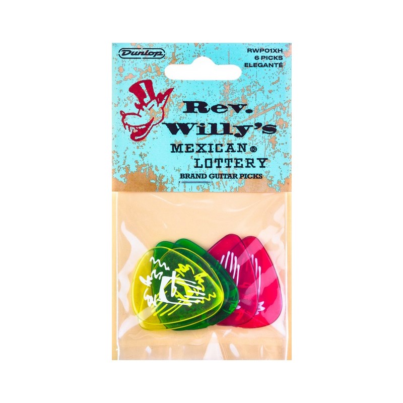 ビリー・ギボンズ仕様のピックセット！ZZ TopのBilly GibbonsのためにデザインされたRev Willy'sピック6枚セット。厚みはExtra Heavy。太いトーンとスムーズな演奏性が特徴です。※画像はイメージです。イケベカテゴリ_弦・アクセサリー・パーツ類_ピック_Dunlop (Jim Dunlop)_新品 JAN:0710137124196 登録日:2022/06/30 ピック ギターピック ダンロップ ジムダン ジムダンロップ