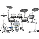 【本物のドラムの美しさを放つ、DTX Drumsのフラッグシップモデル】DTX10 Series Drum Set / TCS Head / Black ForestDTX10シリーズは、電子ドラムの最高峰の機能性とアコースティックドラムの美しさを兼ね備えたフラッグシップモデルです。著名なスタジオで収録された本物のサウンドとアンビエンス。直感的にサウンドメイクができる操作性。ドラマーの想いを引き出す打感と表現力。そしてバーチ材シェルにドラムと同じ塗装を施すことにより生まれる、本物の美しさ。ヤマハが長年のものづくりの中で培った技術と感性により、全く新しい DTX Drums が誕生しました。●ドラマーを突き動かす、本物のサウンドDTX-PROX に内蔵のアコースティックドラムサウンドは、すべて著名なスタジオで収録された本物のサウンド。さらに、そのスタジオでのみ生まれる本物のアンビエンス成分も収録しました。一流のヤマハアーティストによる演奏を、プロのレコーディングエンジニアが収録しミキシング。そして電子楽器開発のプロフェッショナルであるサウンドディレクターが音の立ち上がりから消え際まで贅沢に活用。サウンドを生み出す音源モジュールと、ドラマーの表現を受け止めるパッドの合わせ込みを徹底的に行うことで、演奏者のプレイに追従し、最大限に表現できるようチューニングしました。●創造力を掻き立てる直感的操作性DTX-PROXに搭載されたKIT MODIFIERとLEDロータリーフェーダーは、ノブを回すというアクションだけで、ドラマーの創造力を無限に膨らませます。KIT MODIFIER は、ヤマハが長年の経験で培ったサウンドメイクのノウハウをAMBIENCE、COMP、EFFECTの 3 つのノブに凝縮。ナチュラルなアコースティックサウンドから、エンジニアが作り込むライブサウンドまで幅広い表現が可能です。AMBIENCE ノブはドラムサウンドの響きをコントロール。アコースティックドラムキットの場合、ノブの 0-50% までは収録スタジオの本物のアンビエンス成分を、51-100% では高品位のデジタルリバーブをかけていきます。COMP と EFFECT は、ヤマハ PA 製品に搭載の「1 knob」コントロールの技術を応用。COMP は音の粒を揃え、音が前面に出てくるようなコンプレッション効果を、EFFECT は、プリセットキットに最適化されたエフェクトをコントロールします。7 つの LED ロータリーフェーダーは、KICK、SNARE などそれぞれのインストに対しパラメーターを変更可能。フェーダーセレクトノブで 6 つのプリセットから操作したい機能を選択し、直感的にコントロールできます。さらに、接続した外部機器のコントロールやDAWソフトのコントロールも可能。ライブシーンや自宅でのレコーディング時に活用できます。●あなたにとって最高の打感をDTX10 シリーズには、ドラマーの好みに合わせて選べる 2 種類のヘッド素材を用意。自身の追い求める最適な打感で演奏が可能です。ヤマハ独自の TCS（Textured Cellular Silicone）ヘッドは、しっかりと叩き込むことができる適度な硬さとリバウンドを生む独自の内部構造、そして横滑りを防ぐ表面加工により、ずっと叩き続けたくなる自然で気持ちの良い打感を生み出します。スネアとタムはそれぞれ適した打感になるよう設計。叩き込んでも打面が緩むことは無く、いつでも、いつまでも最高の打感で演奏が可能です。さらに、スネアパッドには打点検知機能を搭載。表現力の幅が広がりました。メッシュヘッドには REMO 社製 2ply メッシュを採用。静音性、耐久性、そして打感に優れ、高い反発力による心地よい演奏感を生みます。ヘッドはアコースティックドラム同様にチューニングが可能。ドラマー自身が好みに合わせてそれぞれのパッドのテンションをカスタマイズすることができます。スネアパッドは 3 つのセンサーを搭載し、繊細なスティックワークにも精確に反応します。●本物のアコースティックシェルの美しさDTX10 シリーズのパッドにはバーチプライシェルを用いた木胴シェルを使用。シェルはヤマハの高級アコースティックドラムと同じ工場で成型され、同じ手法で塗装を施しました。またバッジやラグ、フープにおいてもアコースティックドラムと同じパーツを使用し、ヤマハドラムとしての輝きを放ちます。本物だからこそ醸し出される存在感、そして美しさは、ドラマーとしての感性を強く刺激します。●繊細なシンバルワークを再現シンバルパッドは全て 3 ゾーン仕様でエッジ、ボウ、カップの叩き分けや、チョーク、ミュート奏法が可能。さらに 17 インチの大口径ライドシンバルは打点検知機能に対応。DTX-PROX に搭載の長尺、超高精細なサウンドとともに、ドラマーの繊細なシンバルワークを的確に再現します。●さらに踏み込みたくなる打感キックパッド KP128 は打面に REMO 社製 2ply ヘッドを用い、叩く強さに応じて最適な打感を生む独自の 3 層クッション構造を採用。弱打から強打まで、今までに無い心地よい演奏感を実現します。12 インチの打面はステージでの存在感と可搬性を両立し、アコースティックドラムでも使用しているバスドラムスパーは高い堅牢性と安定性を誇ります。●堅牢性と使いやすさを両立RS10-HXR はアコースティックドラム用ラックシステム、HEX RACK II を使用した DTX10 シリーズ用ラックシステム。そのルックスは、ステージにおいても遜色のない圧倒的な存在感を誇ります。タムクランプ、シンバルホルダーにヤマハハードウェアを使用し、プロフェッショナルドラマーにも信頼される高い堅牢性と、柔軟なセッティングを実現する使いやすさを両立しています。●ドラマーの望むあらゆる用途に対応DTX-PROX は自宅での演奏だけでなく、ライブやレコーディングなど多彩な用途にも対応。最大 8 つのサウンドを個別に出力する INDIVIDUAL OUTPUT 端子や、PA システムからのモニター音を入力できる AUX IN 端子を搭載しています。USB 端子はオーディオと MIDI 信号の送受信が可能。また MIDI IN/OUT 端子によって MIDI 機器の接続が可能です。Bluetooth 機能はスマートデバイスなどを簡単に接続可能。スマートデバイス内のオーディオに合わせて演奏することができ、その演奏を USB フラッシュメモリーに録音することも可能です。●録画、編集、シェアを App で簡単にDTX-PROX は iOS/Android アプリケーション Rec'n'Share に対応。アプリ上で楽曲データを読み込ませれば、クリック付加、テンポ変更、A-B リピートなどが可能。さらに、楽曲と合わせた演奏を録音/録画、録画データの編集、そして SNS へのシェアなどが簡単にできます。＜DTX10K-X セット内容＞ドラムトリガーモジュール：DTX-PROXスネア：12 TCS パッド（XP125SD-X / 2 Zone）タム 1、2：10 TCS パッド（XP105T-X / 2 Zone）フロアタム：12 TCS パッド（XP125T-X / 2 Zone）キック：12 メッシュヘッドマルチレイヤ—クッション（KP128）ハイハット：13 パッド（RHH135 / 2 Zone）クラッシュ 1：13 パッド（PCY135 / 3 Zone）クラッシュ 2：15 パッド（PCY155 / 3 Zone）ライド：17 パッド（PCY175 / 3 Zone）ハイハットスタンド：HS740Aスネアスタンド：SS662ラック：RS10-HXR＜カラー＞ブラックフォレスト / Black Forest（BF）※一部別モデルでの画像イメージを含みます。※フットペダルは別売となります。イケベカテゴリ_ドラム_エレクトリックドラム_YAMAHA_新品 JAN:4513744121857 登録日:2021/09/17 電子ドラム デジタルドラム エレドラ ヤマハ やまは