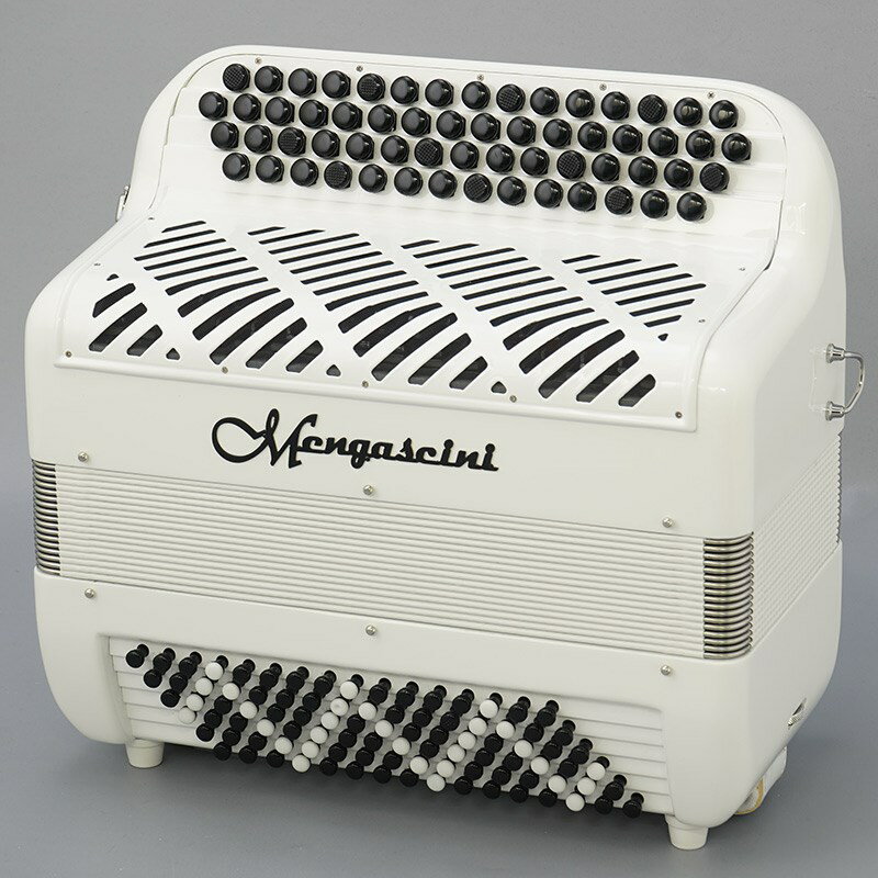 Mengascini 【夏のボーナスセール】F4-96 Full White (フレンチタイプボタン式アコーディオン)