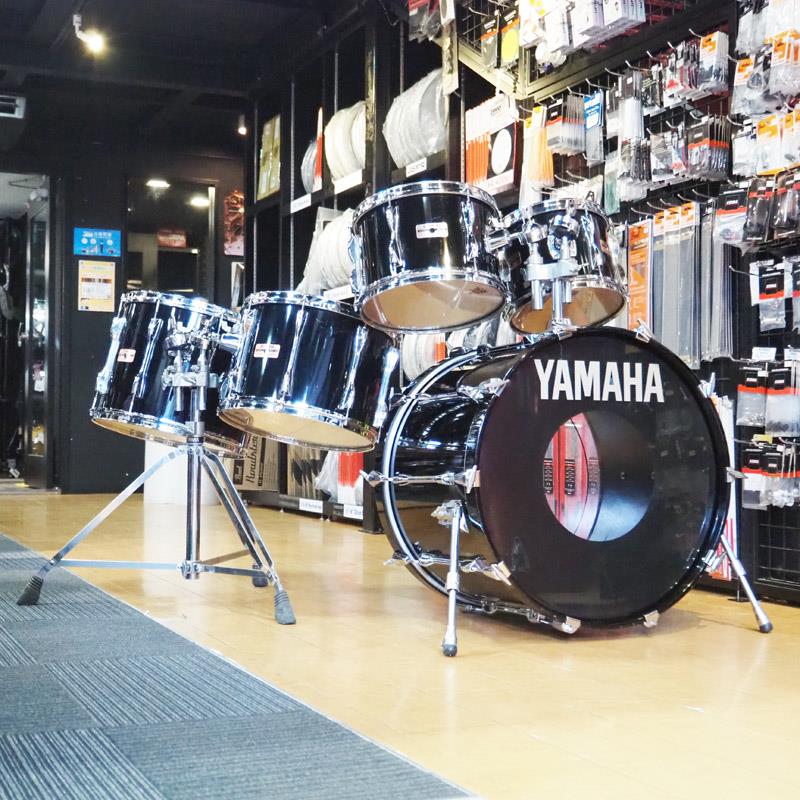 USED 中古 80s YD9000G ＆YD9000RCP Recording Custom 5pc Drum Kit[22BD，10TT，12TT，14TT，15TT/ Solid Black][Made In Japan] YAMAHA (ユーズド やや使用感あり)