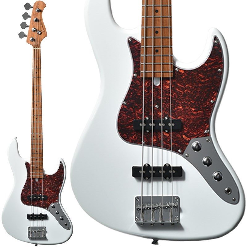 ■商品紹介高いコストパフォーマンスを誇るユニバースシリーズにWJBシェイプボディ&ローステッドメイプルを採用した「WJB-1DX RSM/M」が登場！本モデルのために新調したカラーラインナップにより定番のカラーからメタリック系まで幅広いラインナップとエントリークラスでありながらもプレイアビリティを追求した仕様。ボディにはBacchusのロングセラーモデルであるWOODLINEのスリムなシェイプを採用し、やや小ぶりなディンキーシェイプのボディにすることで、抱えやすさや取り回しの良さを持つ仕様となっています。ネックと指板にはローステッドメイプルを使用。高温の加熱処理で材の中の水分や油分を揮発させることにより剛性を高めた材で、豊かな生鳴りと経年変化したビンテージのようなこなれたトーンを生み出します。ヒール部に「ヒールレスカット」を施し、ブッシュボルト部分にもわずかに施したコンター加工が、ハイポジションの演奏時もスムーズなフィンガリングを可能とする仕様で、ハイエンドモデルなどでも多く採用されています。また、耐摩耗性に優れた「ステンレスフレット」を採用。一般的なフレットの素材であるニッケルシルバーより硬度が高く、フレット山が減りにくいため比較的長期間での使用が可能。サウンド面でも粒立ちの良さに定評があり、分離感のある明瞭な音色が特徴です。「BJB」等のJBスタイルと比較して、よりスリムで取り回しの良いボディスタイルは快適な演奏性を実現しており、老若男女問わず高い人気を誇ります。もちろん、クオリティには定評のあるブランドなので、その完成度もこの価格では信じられないほど！これからベースを始めようとお考えの方には是非ともオススメしたい1本です。※画像はサンプルです。製品の特性上、木目や色合いは1本ごとに異なります。■仕様詳細SPECIFICATIONBody: PoplarNeck: Roasted MapleFingerboard: Roasted MapleBridge: Vintage Fixed TypeMachineheads: Open Gear TypeFret: Stainless SteelPickup: Original JB TypeControl: 2Vo，1ToneScale: 864mm(34inch)Fingerboard Radius: 305RWidth at Nut: 38.0mmFinish: Polyurethaneソフトケース付属検索キーワード：イケベカテゴリ_ベース_エレキベース_JBタイプ_Bacchus_UNIVERSE SERIES_新品 SW_Bacchus_新品 JAN:4571470403975 登録日:2024/08/21 エレキベース バッカス