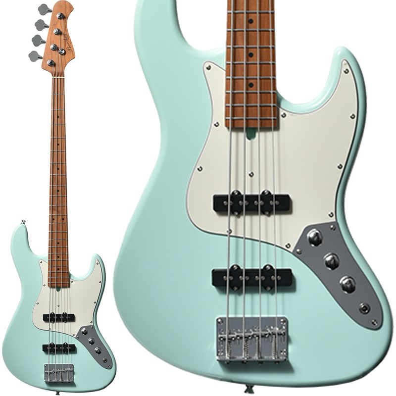 ■商品紹介高いコストパフォーマンスを誇るユニバースシリーズにWJBシェイプボディ&ローステッドメイプルを採用した「WJB-1DX RSM/M」が登場！本モデルのために新調したカラーラインナップにより定番のカラーからメタリック系まで幅広いラインナップとエントリークラスでありながらもプレイアビリティを追求した仕様。ボディにはBacchusのロングセラーモデルであるWOODLINEのスリムなシェイプを採用し、やや小ぶりなディンキーシェイプのボディにすることで、抱えやすさや取り回しの良さを持つ仕様となっています。ネックと指板にはローステッドメイプルを使用。高温の加熱処理で材の中の水分や油分を揮発させることにより剛性を高めた材で、豊かな生鳴りと経年変化したビンテージのようなこなれたトーンを生み出します。ヒール部に「ヒールレスカット」を施し、ブッシュボルト部分にもわずかに施したコンター加工が、ハイポジションの演奏時もスムーズなフィンガリングを可能とする仕様で、ハイエンドモデルなどでも多く採用されています。また、耐摩耗性に優れた「ステンレスフレット」を採用。一般的なフレットの素材であるニッケルシルバーより硬度が高く、フレット山が減りにくいため比較的長期間での使用が可能。サウンド面でも粒立ちの良さに定評があり、分離感のある明瞭な音色が特徴です。「BJB」等のJBスタイルと比較して、よりスリムで取り回しの良いボディスタイルは快適な演奏性を実現しており、老若男女問わず高い人気を誇ります。もちろん、クオリティには定評のあるブランドなので、その完成度もこの価格では信じられないほど！これからベースを始めようとお考えの方には是非ともオススメしたい1本です。※画像はサンプルです。製品の特性上、木目や色合いは1本ごとに異なります。■仕様詳細SPECIFICATIONBody: PoplarNeck: Roasted MapleFingerboard: Roasted MapleBridge: Vintage Fixed TypeMachineheads: Open Gear TypeFret: Stainless SteelPickup: Original JB TypeControl: 2Vo，1ToneScale: 864mm(34inch)Fingerboard Radius: 305RWidth at Nut: 38.0mmFinish: Polyurethaneソフトケース付属検索キーワード：イケベカテゴリ_ベース_エレキベース_JBタイプ_Bacchus_UNIVERSE SERIES_新品 SW_Bacchus_新品 JAN:4571470404019 登録日:2024/08/21 エレキベース バッカス