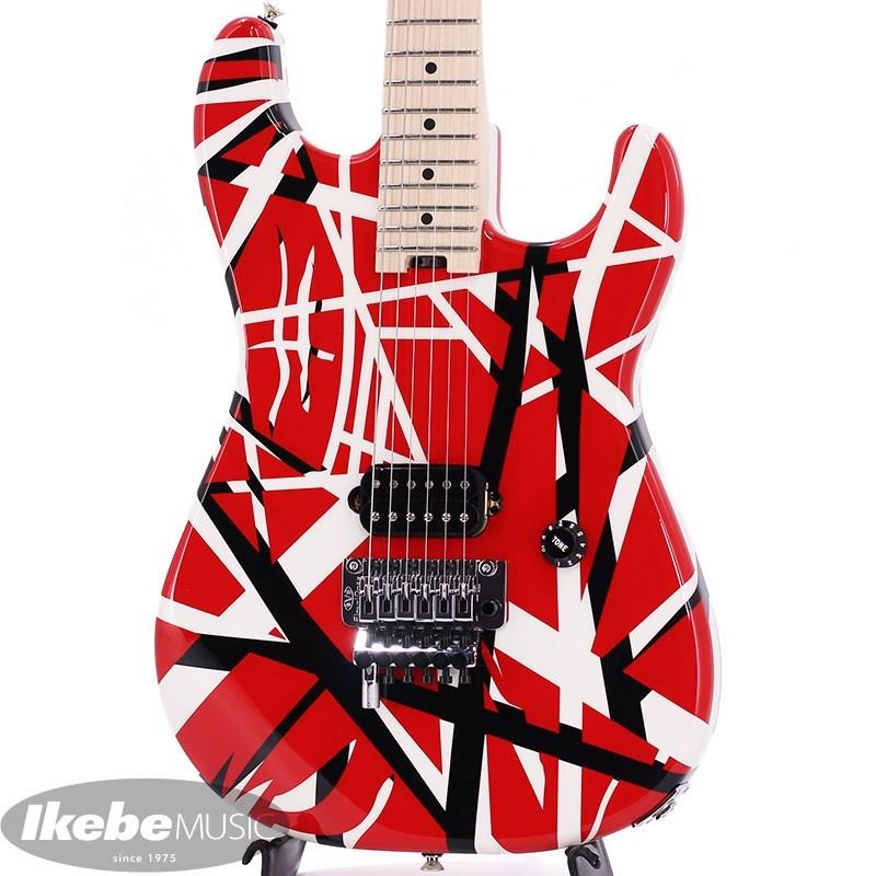 ■商品紹介EVH Striped Seriesエディー・ヴァン・ヘイレンといえばこのストライプ！EVHブランドから待望のStriped Seriesが登場です！バスウッドボディーにエディーの代名詞ともいえるストライプ、そしてピックアップにはダイレクトマウントのWolfgang Pickup一発、コントロールは1VOLUMEのみ（エディーならではですが、VOLUMEノブにはTONEと書かれたノブを敢えて使用）という往年のスタイルを継承しています。また、EVHオリジナル・フロイドローズ・ブリッジにEVH D-Tunaも搭載し、トリッキーなアーミングプレイは勿論、ドロップDチューニングにも瞬時に切替可能。更に今回のモデルでは、Wolfgang同様にコンパウンド・ラジアス（12 to 16）指板を採用し、よりスムースなフィンガリングをサポートします。ホイール・トラスロッド・ナットを採用している事で、ネック調整がスムースに行える点も見逃せないポイントですね。待ちに待ったEVHストライプ、この機会をお見逃しの無い様に！※画像はサンプルとなります。製品の特性上、杢目・色合いは1本1本異なります。■仕様詳細Body: BasswoodBody Finish: GlossNeckNumber of Frets: 22Fret Size: JumboPosition Inlays: DotFretboard Radius: 12 to 16 Compound Radius (304.8 mm to 406.4 mm)Fretboard: MapleNeck Material: MapleNeck Finish: Hand-Rubbed OilNut Width: 1.6875 (42.8 mm)Scale Length: 25.5 (648 mm)Headstock: Standard StratocasterNeck Plate: EVH-BrandedElectronicsPickup Configuration: HBridge Pickup: Direct Mount Wolfgang HumbuckingControls: Master VolumeHardwareHardware: ChromeBridge: EVH-Branded Floyd Rose Locking Tremolo with EVH D-TunaString Nut: Floyd Rose Lockingギグケース付属検索キーワード：イケベカテゴリ_エレキギター_STタイプ_EVH_新品 SW_EVH_新品 JAN:0885978341894 登録日:2025/06/05 エレキギター バンヘイレン ヴァンヘイレン バン・ヘイレン ヴァン・ヘイレン