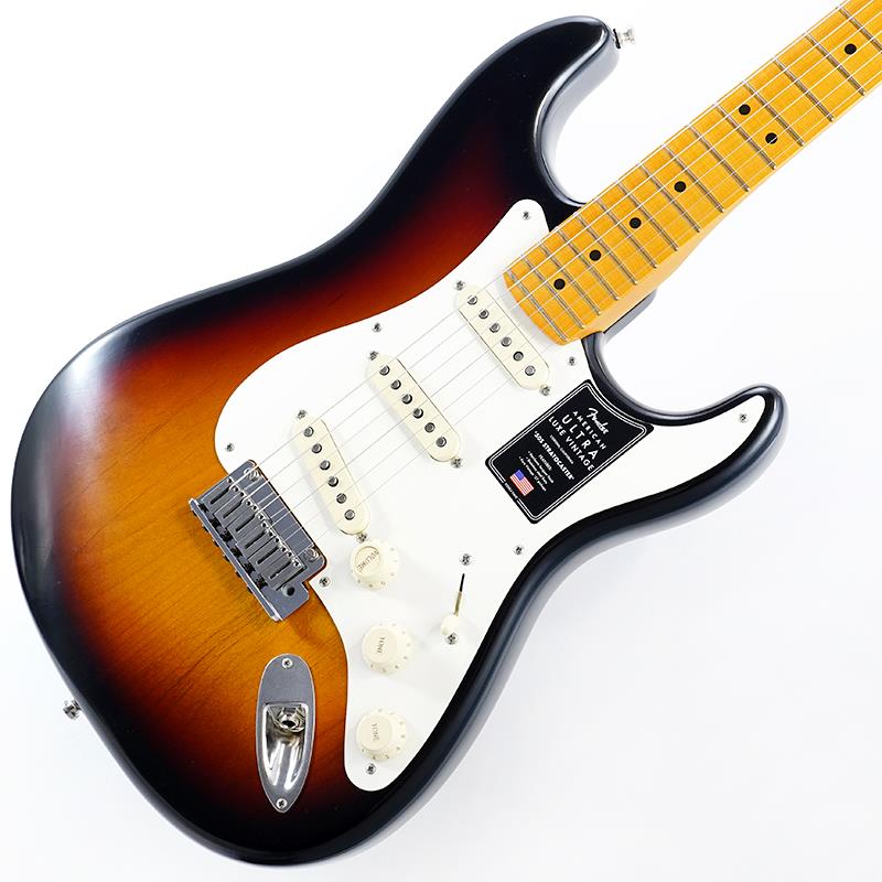■商品紹介Fender American Ultra Luxe Vintage Series革新とクラフトマンシップの頂点を象徴するFender American Ultra Luxeは、プレミアムエレクトリックギターの新たな基準を打ち立てます。American Ultra Luxe Vintageシリーズは、フェンダーの伝統的なタイムレスでクラシックな気品と妥協のないモダンなパフォーマンスが融合したモデルをラインナップしています。American Ultra Luxe Vintage 50s Stratocasterは、厳選されたアッシュまたはアルダー材をボディに使用し、洗練された滑らかなコンターデザインがHeirloomエイジドラッカーフィニッシュを引き立てます。精緻な演奏性を追求したModern Dシェイプのクォーターソーンメイプルネックには、Ultraロールドエッジ加工が施され、ステンレススチールミディアムジャンボフレット、蓄光式Luminlayサイドドット、Graph Tech TUSQナットといったハイスペックを実現。さらに、ハイポジションへのアクセスを飛躍的に高めるテーパードネックヒールも採用しています。ピックアップにはPure Vintage ’57 Stratを搭載し、クリアで煌びやかなクリーントーンから、豊かで表現力あふれるリードトーンまで、クラシックなフェンダーサウンドを奏でます。ハードウェアには、コールドロールドスチールブロックとポリッシュフィニッシュのステンレススチールブロックサドルをフィーチャーした2点支持American Ultraシンクロナイズドトレモロ、素早い弦交換と優れたチューニング安定性を誇るデラックスロッキングチューナーを装備し、高い演奏性を提供します。American Ultra Luxe Vintage 50s Stratocasterは、クラシックなデザインと唯一無二の存在感を備えながら、現代のパフォーマンスにおいても一切の妥協がない一本です。※画像はサンプルです。製品の特性上、杢目、色合いは個体ごとに異なります。■仕様詳細Series: American Ultra Luxe VintageBody Material: Alder (3-Color Sunburst)， Ash (White Blonde)Body Finish: Heirloom Nitrocellulose LacquerNeck: Maple， Modern DNeck Finish: Heirloom Nitrocellulose LacquerFingerboard: Maple， 10 to 14 Compound Radius (254 mm to 355.6 mm)Frets: 22， Medium Jumbo Stainless SteelPosition Inlays: Vintage Black DotNut (Material/Width): TUSQ， 1.685 (42.8 mm)Tuning Machines: Deluxe Locking Short PostScale Length: 25.5 (64.77 cm)Bridge: 2-Point Ultra Synchronized Tremolo with Pop-In ArmPickguard: 1-Ply ParchmentPickups:Pure Vintage ‘57 Single-Coil Strat (Bridge)Pure Vintage ‘57 Single-Coil Strat (Middle)Pure Vintage ‘57 Single-Coil Strat (Neck)Pickup Switching: 5-Position Blade:Position 1. Bridge PickupPosition 2. Bridge and Middle PickupPosition 3. Middle PickupPosition 4. Middle and Neck PickupPosition 5. Neck PickupSpecial Electronics: S-1 Switch Adds Neck Pickup Into Positions 1 and 2Controls: Master Volume (with S-1 Switch)， Tone 1. (Neck/Middle Pickups)， Tone 2. (Bridge Pickup)Control Knobs: Aged White Soft Touch KnobsHardware Finish: Nickel/ChromeStrings: Fender USA 250L Nickel Plated Steel (.009-.042 Gauges)， PN 0730250403Case/Gig Bag: Deluxe Tweed Case検索キーワード：イケベカテゴリ_エレキギター_STタイプ_Fender USA_American Ultra_新品 SW_Fender USA_新品 JAN:0885978226559 登録日:2025/09/05 エレキギター フェンダー ふぇんだー フェンダーUSA アメリカンウルトラ アメトラ