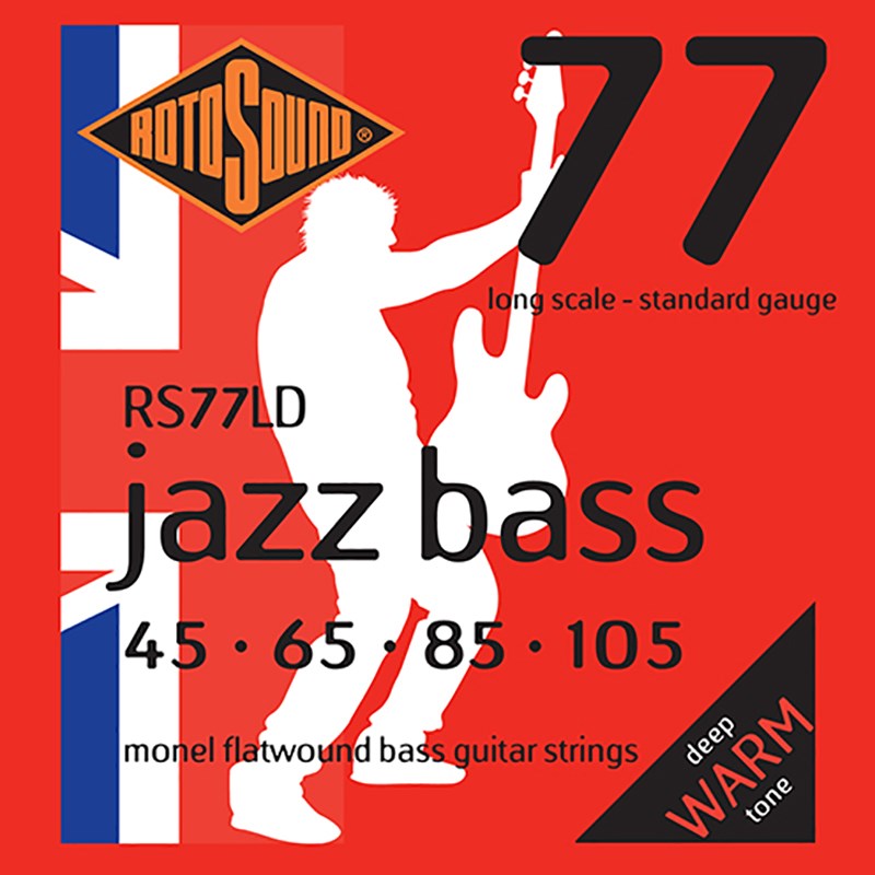 ■商品紹介JAZZ BASS 77 〜 モネル・フラットワウンドロトサウンド・フラットワウンド・ベース弦。ステンレス鋼の巻線の上に、ニッケルと銅の合金であるモネルを巻いたフラットワウンド弦です。マイルドで温かみのある音質は、ジャズやフュージョンに最適です。モネルの巻線は、ざらつきの一切ない滑らかな表面に仕上げられ、フィンガーノイズが極めて少なく、運指もスムーズです。また、酸や腐食に強いため、張り立てのサウンドが長期間持続します。芯線には、硬く、摩耗に強いスズメッキを施した六角形の鋼を使用。巻線が緩みにくく、長寿命で、ピッチも安定しています。さらに、弦の両端にシルクを巻くことで、耐久性を高めました。ベースプレイヤー・マガジンでも絶賛されたフラットワウンド弦。タイトかつブライトなサウンドでPhil Lynott、Roger Waters、John Deacon、Glen Matlock、Sting等、多彩なジャンルのプレイヤーが愛用するモデルです。ロトサウンドならではの独特のしなやかなテンション感も魅力です。■ゲージ：45-65-85-105 ■ロング・スケール(810〜860mm)検索キーワード：イケベカテゴリ_楽器アクセサリ_弦_ベース弦_ROTO SOUND_新品 SW_ROTO SOUND_新品 JAN:0686194000295 登録日:2015/05/30 ベース弦 ロトサウンド