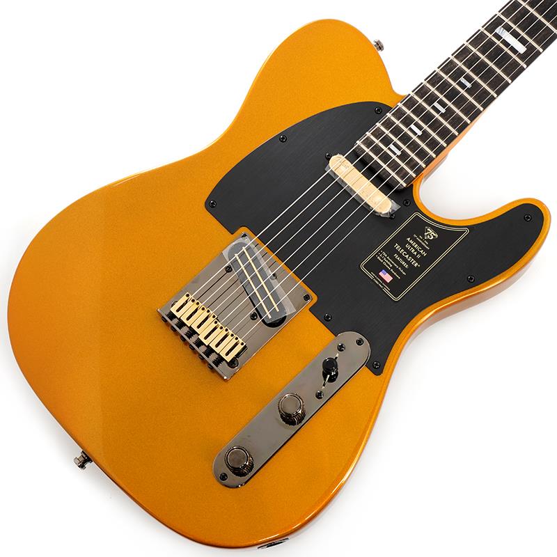 ■商品紹介Fender 75th Anniversary Telecaster Collection75th Anniversary Telecaster Collectionは、75年にわたり築かれてきたアイコニックなテレキャスターの豊かな伝統と伝説的なトーンを記念する特別なシリーズです。各75周年記念Telecasterモデルは、Teleを比類なきアイコンへと導いた豊かな伝統と伝説的なトーンを体現します。ヴィンテージを愛するピュアリストから、最先端の機能を求めるプレイヤーまで、必ず満足できるモデルが揃っています。75th Anniversary Telecaster Collectionは、テレキャスターの奥深いレガシーを体感しながら、Fenderの歴史の一部を所有できる特別なコレクションです75th Anniversary American Ultra II Telecasterは、75年にわたる革新、クラフトマンシップ、そして完璧を追求し続けた歩みの結晶です75th Anniversary American Ultra II Telecasterの厳選されたアルダーボディには、美しく成形されたコンター加工が施され、深みのある魅惑的なLiquid Goldカラーで仕上げられています。光を受けて豊かな表情を放つこのカラーは、温かみのあるゴールドの輝きと洗練されたエレガンスを兼ね備え、ステージでも圧倒的な存在感を放ちますModern Dシェイプのクォーターソーンメイプルネックには、演奏性を高める滑らかなUltra Satinフィニッシュを採用。エボニー指板は10?14のコンパウンドラジアス仕様で、丁寧にロールオフ処理されたUltraロールドエッジ、ミディアムジャンボフレット、カスタムラップスチールインレイ、蓄光式Luminlayサイドドット、Graph Tech TUSQナットを備えています。テーパードネックヒールと深めのコンター加工により、ハイポジションにスムーズにアクセス可能ですサウンドの要となるピックアップには、ネックポジションに75th Anniversary Noiselessシングルコイル、ブリッジには75th Anniversary Fastlaneハムバッカーを搭載。クリスタルのように澄んだクリーントーンから、テレキャスターならではの歯切れのよいトゥワング、そして唸るパワフルなサウンドまで、ノイズレスで幅広いトーンを実現します。また、本モデルには特許取得技術であるS-1スイッチが2つ用意されており、多彩なサウンドオプションを提供します。 ボリュームノブ側のS-1スイッチは、フロント／リア両ピックアップをシリーズ配線で動作させます。一方、トーンノブ側のS-1スイッチは、Fastlaneハムバッカーの配線をシリーズからパラレルに切り替える役割を持ちます。その他、クロームブラスサドルを採用した6サドル式スルーボディブリッジ、Deluxeロッキングチューナー、アルミノブ、1-plyアノダイズドアルミピックガードなど、実戦的な装備も充実していますAmerican Ultra II Telecasterは、象徴的なスタイルに先進の仕様を融合し、演奏を新たな次元へと導きます。完璧なトーン、無限の多様性、圧倒的なパフォーマンスを求めるプレイヤーにふさわしい、テレキャスターの75周年を飾る最高峰の一本です。※画像はサンプルです。製品の特性上、杢目、色合いは個体ごとに異なります。■仕様詳細Body：Select AlderBody Finish：Gloss UrethaneNeck Material：Quartersawn MapleNeck Finish：Ultra Satin UrethaneNeck Shape：Modern Dingerboard Radius：10 to 14 Compound Radius (254 mm to 355.6 mm)Fingerboard Material：EbonyPosition Inlays：75th Anniversary Custom Lap Steel InlaysNumber of Frets：22Fret Size：Medium JumboScale Length：25.5 (648 mm)Bridge：6-Saddle String-Through-Body Tele(R) with Block Brass SaddlesPickguard：1-Ply Black Anodized AluminumTuning Machines：Deluxe Cast/Sealed Locking (all short posts)Bridge Pickup：75th Anniversary Fastlane HumbuckerNeck Pickup：75th Anniversary Ultra Noiseless TeleControls：Master Volume (S-1 Switch)， Master Tone (S-1 Switch)Switching：3-Position Blade: Position 1. Bridge Pickup， Position 2. Bridge and Neck Pickups， Position 3. Neck PickupSpecial Electronics：S-1 Switch on Volume Activates Series Mode， S1 Switch on Tone Toggles Series/Parallel Mode for Humbuckerハードケース付属検索キーワード：イケベカテゴリ_エレキギター_TLタイプ_Fender USA_American Ultra_新品 SW_Fender USA_新品 JAN:0885978680214 登録日:2026/03/29 エレキギター フェンダー ふぇんだー フェンダーUSA アメリカンウルトラ アメトラ
