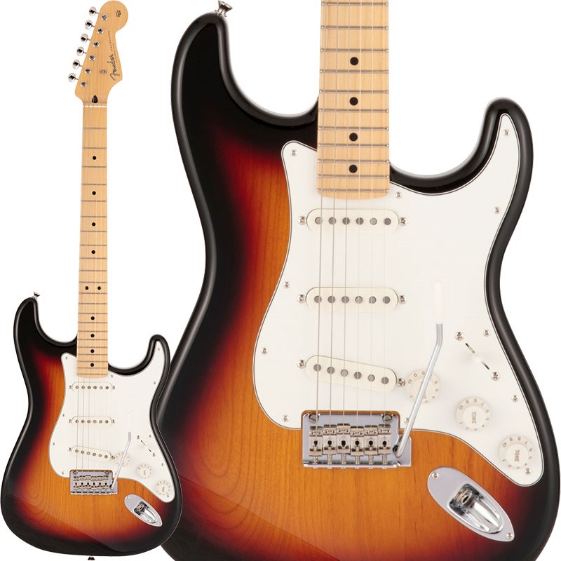 ■商品紹介Fender Made in Japan Hybrid II SeriesMade in Japan Hybrid IIは、ヴィンテージなルックスはそのままに、プレイヤーや音楽のジャンルを選ばないオールマイティーなモダンスペックを盛り込んだ、まさに「ハイブリッド」と呼ぶにふさわしいシリーズです。 リズム/リード問わず、どのギタリストやベーシストにもフィットする演奏性と楽器のトーンを兼ね備えた製品を、世界的にファンの多いMade in Japanで実現しました。 Hybrid II Stratocasterは、定評あるアルダーボディに新設計のHybrid II Custom Voiced Single Coilピックアップを装備し、ヴィンテージスタイルサドル付きの2点支持トレモロシステムを搭載。ヴィンテージロッキングチューナー、Modern Cシェイプにサテンフィニッシュのネック、9.5インチラジアスの指板とナロートールフレットがスムーズなプレイヤビリティを提供します。※画像はサンプルです。製品の特性上、杢目、色合いは1本1本異なります。■仕様詳細Series: Made in Japan Hybrid IIBody Material: AlderBody Finish: Gloss PolyurethaneNeck: Maple， Modern CNeck Finish: Satin Urethane Finish on Back， Gloss Urethane Finish on FrontFingerboard: Maple or Rosewood， 9.5 (241 mm)Frets: 22， Narrow TallPosition Inlays: Black Dot (Maple)， White Dot (Rosewood)Nut (Material/Width): Bone， 1.650 (42 mm)Tuning Machines: Vintage-Style LockingScale Length: 25.5 (648 mm)Bridge: 2-Point Synchronized Tremolo with Vintage-Style Stamped Steel SaddlesPickguard: 3-Ply Black (318， 380)， 3-Ply Eggshell (300， 316， 367)， 3-Ply Mint Green (300， 307， 316， 318， 367)， 4-Ply Tortoiseshell (306， 307)Pickups: Hybrid II Custom Voiced Single Coil Stratocaster (Bridge)， Hybrid II Custom Voiced Single Coil Stratocaster (Middle)， Hybrid II Custom Voiced Single Coil Stratocaster (Neck)Pickup Switching: 5-Position BladePosition 1. Bridge PickupPosition 2. Bridge and Middle PickupPosition 3. Middle PickupPosition 4. Middle and Neck PickupPosition 5. Neck PickupControls: Master Volume， Tone 1. (Neck Pickup)， Tone 2. (Bridge/Middle Pickup)Control Knobs: EggshellHardware Finish: Nickel/ChromeStrings: Nickel Plated Steel (.009-.042 Gauges)ギグケース付属検索キーワード：イケベカテゴリ_エレキギター_STタイプ_Fender Made in Japan_Hybrid II Stratocaster_新品 SW_Fender Made in Japan_新品 JAN:0885978544707 登録日:2021/03/15 エレキギター フェンダー ふぇんだー フェンダージャパン フェンジャパ フェンダーJ ストラト ストラトキャスター