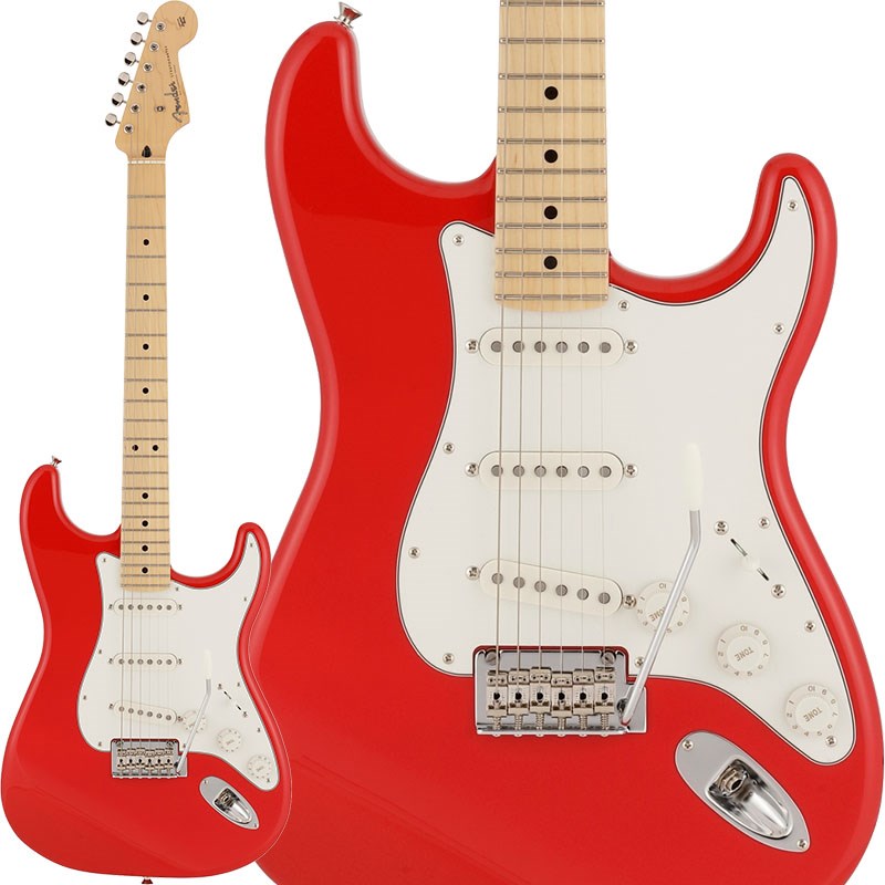 ■商品紹介Fender Made in Japan Hybrid II SeriesMade in Japan Hybrid IIは、ヴィンテージなルックスはそのままに、プレイヤーや音楽のジャンルを選ばないオールマイティーなモダンスペックを盛り込んだ、まさに「ハイブリッド」と呼ぶにふさわしいシリーズです。 リズム/リード問わず、どのギタリストやベーシストにもフィットする演奏性と楽器のトーンを兼ね備えた製品を、世界的にファンの多いMade in Japanで実現しました。 Hybrid II Stratocasterは、定評あるアルダーボディに新設計のHybrid II Custom Voiced Single Coilピックアップを装備し、ヴィンテージスタイルサドル付きの2点支持トレモロシステムを搭載。ヴィンテージロッキングチューナー、Modern Cシェイプにサテンフィニッシュのネック、9.5インチラジアスの指板とナロートールフレットがスムーズなプレイヤビリティを提供します。※画像はサンプルです。製品の特性上、杢目、色合いは1本1本異なります。■仕様詳細Series: Made in Japan Hybrid IIBody Material: AlderBody Finish: Gloss PolyurethaneNeck: Maple， Modern CNeck Finish: Satin Urethane Finish on Back， Gloss Urethane Finish on FrontFingerboard: Maple or Rosewood， 9.5 (241 mm)Frets: 22， Narrow TallPosition Inlays: Black Dot (Maple)， White Dot (Rosewood)Nut (Material/Width): Bone， 1.650 (42 mm)Tuning Machines: Vintage-Style LockingScale Length: 25.5 (648 mm)Bridge: 2-Point Synchronized Tremolo with Vintage-Style Stamped Steel SaddlesPickguard: 3-Ply Black (318， 380)， 3-Ply Eggshell (300， 316， 367)， 3-Ply Mint Green (300， 307， 316， 318， 367)， 4-Ply Tortoiseshell (306， 307)Pickups: Hybrid II Custom Voiced Single Coil Stratocaster (Bridge)， Hybrid II Custom Voiced Single Coil Stratocaster (Middle)， Hybrid II Custom Voiced Single Coil Stratocaster (Neck)Pickup Switching: 5-Position BladePosition 1. Bridge PickupPosition 2. Bridge and Middle PickupPosition 3. Middle PickupPosition 4. Middle and Neck PickupPosition 5. Neck PickupControls: Master Volume， Tone 1. (Neck Pickup)， Tone 2. (Bridge/Middle Pickup)Control Knobs: EggshellHardware Finish: Nickel/ChromeStrings: Nickel Plated Steel (.009-.042 Gauges)ソフトケース付属検索キーワード：イケベカテゴリ_エレキギター_STタイプ_Fender Made in Japan_Hybrid II Stratocaster_新品 SW_Fender Made in Japan_新品 JAN:0885978544714 登録日:2021/03/15 エレキギター フェンダー ふぇんだー フェンダージャパン フェンジャパ フェンダーJ ストラト ストラトキャスター