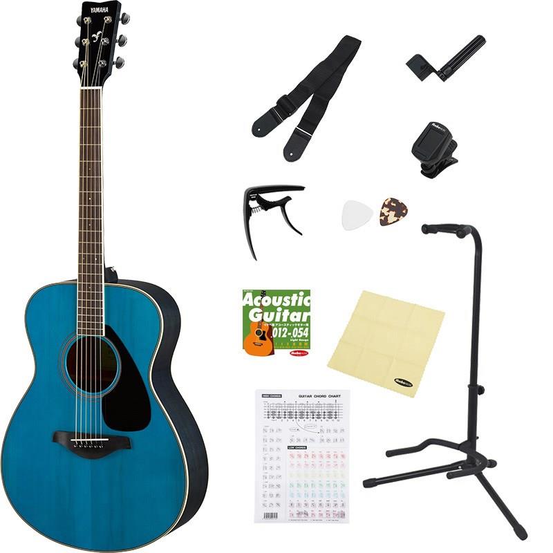 ■商品紹介数量限定！アコギを始めたいけれど最初に何を揃えて良いかわからない・・・という方に「はじめはコレさえあれば大丈夫」というお得なアクセサリー12点セット！【セット内容】何は無くともまずは「ピック1枚」チューニングに欠かせない「クリップチューナー」ギターや弦をきれいに保つための「クロス」いつでも手に取って練習できるように「ギタースタンド」弦が切れてしまった時のための「換え弦（一般的なライトゲージ）」弦交換にあると便利な「ストリングワインダー」立って引く時に必要な「ストラップ」色んな曲を弾くための「カポタスト（ゴム製）」コードを確認したり楽譜を入れたりできる「ギターコードホルダー」ギターを綺麗に磨くためのポリッシュスプレー（クロスに吹き付けて汚れた時ギターを拭いてください）見て聞いて覚える！教則DVD持ち運びに必要な「ソフトケース」の12点が付いてきます！※セット内容の各デザインは変更になる場合がございます。予めご了承下さい。【ヤマハの大定番FG/FSシリーズがリニューアル！】1966年にヤマハ初の国産フォークギター「FG180」「FG150」が誕生してから、2016年で50周年を迎えます。その間、ヤマハは初心者用入門モデルからプロ用のモデルまで幅広いニーズに応えながら常に品質向上と技術革新を続け、さまざまな音楽シーンを支えてきました。2016年新たに生まれ変わった『FG/FSシリーズ』は、ラインアップの全モデルを一新。新たにデザインしたブレイシング（響棒）により中低音を強化し、さらに力強いサウンドを実現しました。そして、2種類のボディシェイプに加え、豊富なカラーバリエーションを用意し、幅広いプレーヤーのニーズに応えます。■新たにデザインしたスキャロップドブレイシングにより中低音を強化最新の技術を用いてシミュレーションと分析による試行錯誤を重ね、新たなデザインのブレイシングを開発しました。これにより、表板の耐久性を維持しながら、中低音域から低音域において、より力強い音と豊かな響きを実現しました。■好みに応じたモデルが選べる豊富なラインアップ『FSシリーズ』は、小ぶりのボディと短い弦長により抜群の演奏性を誇ります。新モデルではボディを薄くし、さらに扱いやすくなりました。粒立ちの良さとふくよかさを併せ持つサウンドが特長です。また、両シリーズともに豊富なグレードとカラーバリエーションを用意しており、全23モデルから好みに応じたモデルを選ぶことができます。※アクセサリーセットの画像はイメージです。実際の付属品とは異なりますので予めご了承ください。※ギターの画像はサンプルです。製品の特性上杢目は一本一本異なりますので予めご了承ください。■仕様詳細胴型: フォークタイプ胴厚: 90〜110mm弦長: 634mm表板: スプルース単板裏板・側板: マホガニーネック: ナト—指板・下駒: ローズウッド糸巻: ダイキャスト・クローム塗装: グロス仕上げソフトケース付き■カラー:・TQ （ターコイズ）※製品の特性上、杢目・色合いは1本1本異なります。検索キーワード：イケベカテゴリ_アコースティック・エレアコギター_アコースティックギター_YAMAHA_FS SERIES_新品 SW_YAMAHA_新品 JAN:4957812668712 登録日:2025/10/28 アコースティックギター アコギ ヤマハ やまは