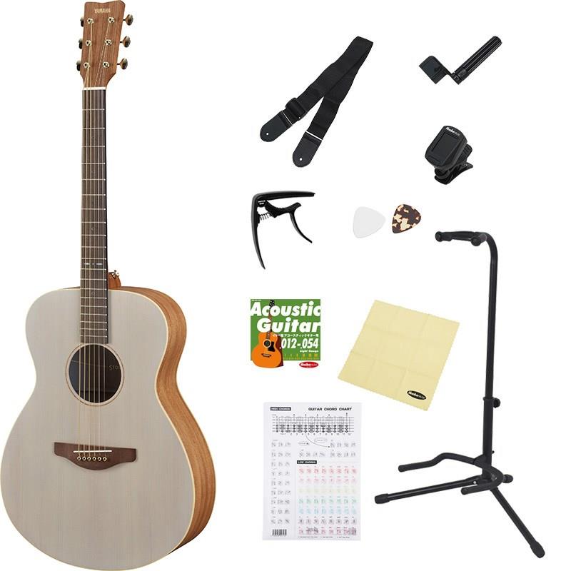 ■商品紹介数量限定！アコギを始めたいけれど最初に何を揃えて良いかわからない・・・という方に「はじめはコレさえあれば大丈夫」というお得なアクセサリー12点セット！【セット内容】何は無くともまずは「ピック1枚」チューニングに欠かせない「クリップチューナー」ギターや弦をきれいに保つための「クロス」いつでも手に取って練習できるように「ギタースタンド」弦が切れてしまった時のための「換え弦（一般的なライトゲージ）」弦交換にあると便利な「ストリングワインダー」立って引く時に必要な「ストラップ」色んな曲を弾くための「カポタスト（ゴム製）」コードを確認したり楽譜を入れたりできる「ギターコードホルダー」ギターを綺麗に磨くためのポリッシュスプレー（クロスに吹き付けて汚れた時ギターを拭いてください）見て聞いて覚える！教則DVD持ち運びに必要な「ソフトケース」の12点が付いてきます！※セット内容の各デザインは変更になる場合がございます。予めご了承下さい。【「ギターと共に過ごす彩り豊かな生活」を提案する新たなシリーズ「STORIA〜ストーリア〜」！】＜3モデルぞれぞれの個性が際立つ外観デザイン＞STORIAは3モデルそれぞれ、表板の色味、塗装仕上げの質感が異なり、個性的で目を惹くデザインと なっています。サウンドホール内部にはモデル名、品番を表すラベルが貼られることが一般的ですが、 STORIAは表板の色味に合わせたインナーカラーを施し、モデル名をスクリーン印刷しました。STORIA I では、オフホワイトの表板にシックなライトブルーのインナーカラーを、STORIA IIでは、ナチュラルの表板 に鮮やかなウルトラマリンのインナーカラーを、STORIA IIIでは、チョコレートブラウンの表板に深みのある ワインレッドのインナーカラーを組み合わせました。サウンドホールにも、トップカラーとインナーカラーに 馴染むワンポイントアクセントの効いたインレイを施しています。セミグロス塗装のSTORIA I、STORIA II は、滑らかな質感と相まって、より木の温もりが感じられる外観に仕上がっています。新たにデザインした オープンギアタイプのペグの他、ストラップピンなどの各部パーツはシャンパンゴールドカラーを基調に統 一しました。弦止めピンにはブラス仕様を採用しています。＜高い演奏性を実現＞ボディが薄く小ぶりなフォークタイプボディに短めの弦長を組み合わせ、高い演奏性を実現しました。ネックは通常よりやや短い634mmスケールを採用し、薄めのネック形状と併せ非常に握りやすく、これからギ ターを始める方にも安心してお使いいただけます。STORIA IIでは、表板のバインディングを無くし、エッジの面取り加工を施しました。丸みを帯びた外観を印象付けると共に、演奏の際に腕が触れる感触を和らげます。＜キャラクターの異なるサウンドバリエーション＆全モデルパッシブピックアップ搭載＞スプルーストップのSTORIA Iは粒立ち良く、明るいサウンドが特長です。マホガニートップのSTORIA II、STORIA IIIは、あたたかみとふくよかさを併せ持ちながら、塗装仕上げの違いによってそれぞれ異なるサ ウンド特性を生み出しました。サドル下には電源を必要としないパッシブタイプのピックアップを内蔵。プリ アンプや電池ボックスを本体に装着しないため、通常のアコースティックギターそのままのボディで生鳴り を損なわず、必要に応じてアンプなどに接続でき、幅広い演奏シーンでご使用いただけます。※アクセサリーセットの画像はイメージです。実際の付属品とは異なりますので予めご了承ください。※ギターの画像はサンプルです。製品の特性上杢目は一本一本異なりますので予めご了承ください。■仕様詳細胴型：フォークタイプ胴厚：90-110mm弦長：634mm指板幅(上駒部/ネック接合部)：43mm/52mm表板：スプルース単板裏・側板：マホガニーネック：ナトー指板・下駒：ウォルナット糸巻：オープンギア（シャンパンゴールド）弦：ヤマハFS50BT塗装仕上げ：セミグロスフィニッシュピックアップ：パッシブタイプソフトケース付属検索キーワード：イケベカテゴリ_アコースティック・エレアコギター_アコースティックギター_YAMAHA_OTHERS (その他モデル)_新品 SW_YAMAHA_新品 JAN:4957812665889 登録日:2025/10/28 アコースティックギター アコギ ヤマハ やまは
