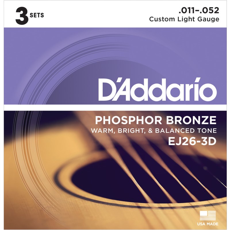 EJ26-3D [Phosphor Bronze Custom Light Multi-Packs] D’Addario (新品)