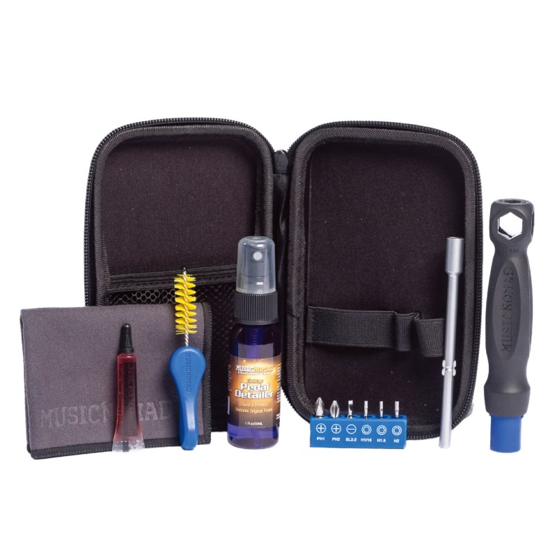 ■商品紹介ライブやスタジオで酷使されるギターペダルを、いつでもクリーンで最高のコンディションに保つためのMusicNomad 12点ペダルケアキット。音質を保ち、ペダルの寿命を延ばすために必要なすべてが、このコンパクトなケースに収められています。外装の汚れ除去に最適な「ペダルディテイラー」と「マイクロファイバークロス」、接点の酸化を除去する「JackPotコンタクトクリーナー」と専用ブラシ、さらにペダルの組み立てや調整に欠かせない7種の六角レンチ機能を持つツールと6種のドライバービットがセットに。収納しやすい専用ケース入りなので、現場でも自宅でも頼れる一品。・オールインワンのケアツールセットクリーニング、接点洗浄、パーツ調整まで対応する12点セット・ペダル専用設計のレンチ＆ドライバーツールジャックやスイッチの音抜けやノイズを改善・JackPotコンタクトクリーナー＆専用ブラシ付きヴィンテージ〜現行機まで幅広く対応検索キーワード：イケベカテゴリ_楽器アクセサリ_メンテナンス用品_メンテナンスセット_MUSIC NOMAD_新品 SW_MUSIC NOMAD_新品 JAN:0850022370830 登録日:2025/05/01 メンテナンス用品