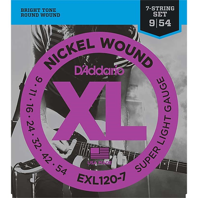 XL Nickel Electric Guitar Strings EXL120-7 (Super Light 7-string/09-54) D’Addario (新品)