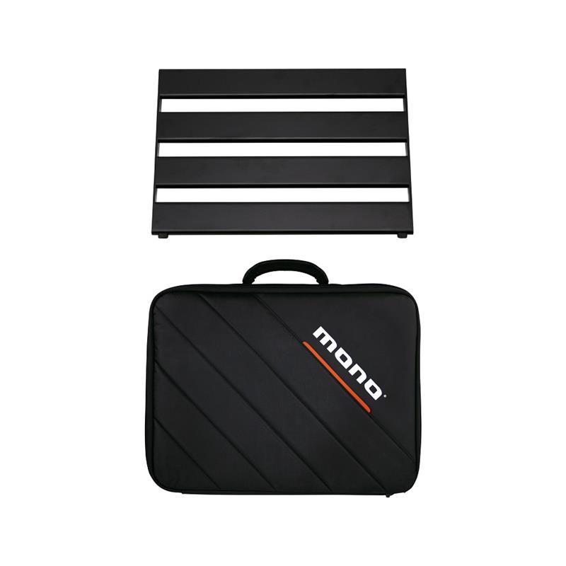 ■商品紹介MONO Pedalboard Railは、あらゆるペダルコレクションに対応するスリムで軽量なペダルボードです。洗練されたオープンレールデザインにより、エフェクターやエクスプレッションペダルを整理・接続するための十分なスペースを確保。快適なカーブレールと、フロント部分へのスムーズなアクセスで、ケーブル配線やトラブルシューティングがかつてないほど簡単になります。さらに、プレミアム面ファスナーテープと、専用設計のStealth Accessory Caseが付属しています。FEATURES■LIGHTWEIGHT AND DURABLEこのペダルボードは、滑らかな2.4インチのカーブレールを備えており、パワーサプライのハードマウント用にドリル加工が可能です。すべての接合部はレーザー溶接されており、高い強度を誇ります。また、ボード表面はマットブラックのパウダーコーティング仕上げとなっており、耐久性を向上させています。底面には保護用のハードラバーフィートを装備し、安定性と衝撃吸収性を兼ね備えています。■HOOK AND LOOP INCLUDEDエフェクターやエクスプレッションペダルをしっかり固定できるよう、プレミアム面ファスナーテープが付属しています。また、Pedalboard Accessories Kitと併用することで、ケーブルをすっきりと整理することができます。■EASY ACCESS BOARD DESIGNボード前面のワイドオープンなレールは、ケーブルの配線やトラブルシューティングをスムーズに行うために設計されています。すべての機材を効率よく接続し、必要に応じて素早く調整できるようになっています。■STEALTH ACCESSORY CASEさらに、強化設計された専用のStealth Accessory Caseが付属しており、フル搭載のペダルボードを余裕をもって収納できます。ケースは耐水性・耐衝撃性を備えた構造で、移動中の機材をしっかり保護します。内部には収納コンパートメントが設けられており、アクセサリーや小物を整理するのにも便利です。エルゴノミクス設計のハンドルと取り外し可能なストラップを備えており、持ち運びの快適さも考慮されています。■BOARD ELEVATIONまた、ボードには最適な角度が付けられており、演奏時の操作性を向上させています。この角度設計により、大型のパワーサプライやジャンクションボックスをボードの下に収納しやすくなっています。■PEDALBOARD DIMENSIONSペダルボードサイズ：18 x 13.3 x 3.7 (45.5 cm x 33.9 cm x 9.4 cm)重量：2.65 lb (1.2 kg)■ACCESSORY CASE DIMENSIONSケースサイズ：19.69 X 14.96 X 7.87 (50 cm x 38 cm x 20 cm)検索キーワード：イケベカテゴリ_エフェクター_エフェクトボード・ラックケース_エフェクトボード_MONO_新品 SW_MONO_新品 JAN:8885015406908 登録日:2026/03/31 エフェクトボード エフェクトケース エフェクターケース