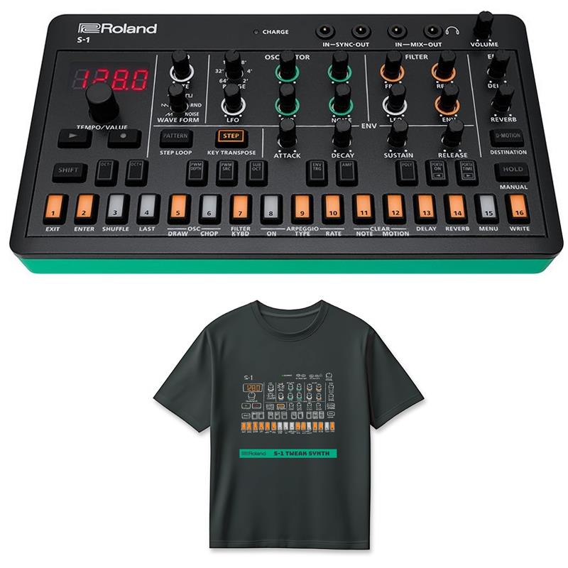 (Tシャツセット)ローランド S-1 TWEAK SYNTHESIZER (AIRA Compact) & S-1 T-Shirts DesignB M (RT/S-1BM) セット シンセサイザー Roland (新品)