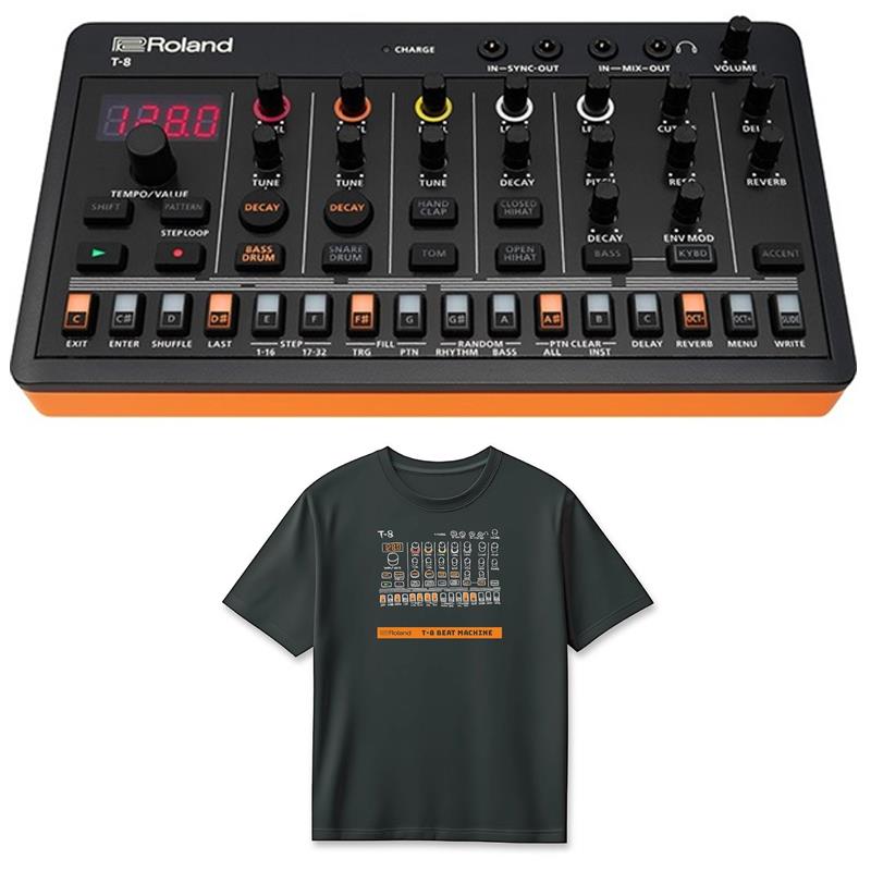 (Tシャツセット)T-8 BEAT MACHINE(AIRA Compact) & T-8 T-Shirts DesignB Lサイズ (RT/T-8BL) セット (T-8デザイン) ローランド アイラ コンパクト Roland (新品)