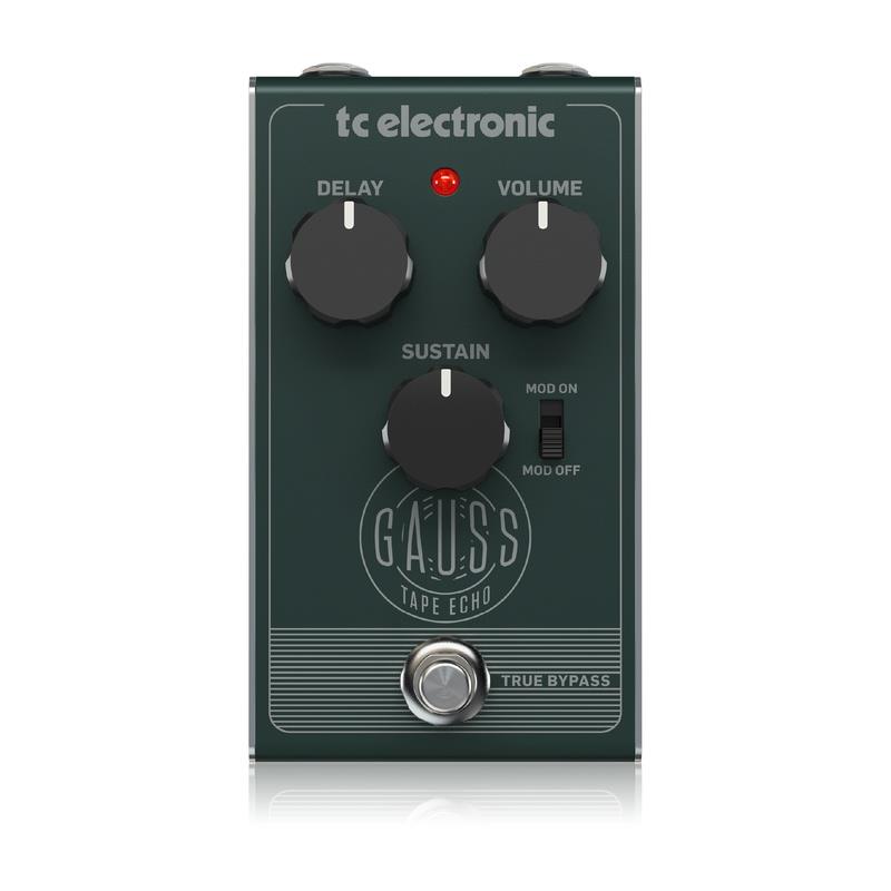 ■商品紹介GAUSS TAPE ECHOは、往年のテープエコーマシンでしか得ることのできなかった、太く暖かなエコーサウンドを限りなくリアルにエミュレートしたヴィンテージスタイルのエコーペダルです。■シンプルなコントロールGAUSS TAPE ECHOのコントロールは非常にシンプルです。DELAY、VOLUME、SUSTAINといった3つのシンプルなノブで、往年のテープエコートーンから自己発振するサイケデリックなサウンドまでを作り出すことが可能です。MODスイッチを使用すれば、ディレイにモジュレーションを追加してさらに暖かみのあるサウンドをお楽しみいただけます。■ヴィンテージトーンヴィンテージエコーマシーンのサウンドは独特な厚みとエアー感を持ち合わせています。さらに、ワウ/フラッター効果やリピートによる低音のロールオフなど、さまざまな要素が複雑に組み合わさることであの素晴らしいサウンドが出来上がっています。GAUSS TAPE ECHOは、そういったサウンドをモダンなテクノロジーで再現します。■どんなスタイルでもGAUSS TAPE ECHOには頑丈な金属シャーシが採用されています。また、バイパス回路にはトゥルーバイパス設計が採用されています。ペダルがOFFの時は、原音に一切の影響を与えません。【Main Features】テープエコーのサチュレーション感を忠実に再現したエコーペダルModスイッチはウォームなテープエコーサウンドを提供DELAY、VOLUME、SUSTAINの3つのノブとModスイッチによるシンプルな操作性OFF時に原音を損なわないトゥルーバイパス設計堅牢な金属製シャーシ【Tech Specs】電源: スタンダード5.5 x 2.1mm DC消費電力: 9V センターマイナス90mA（電源アダプター別売り、9V電池駆動可能）サイズ: 74 x 58 x 132 mm（W x H x D）重さ: 0.5 Kg検索キーワード：イケベカテゴリ_エフェクター_ギター用エフェクター_空間系_ディレイ_tc electronic_新品 SW_tc electronic_新品 JAN:4033653015233 登録日:2026/03/31 エフェクター コンパクトエフェクター ストンプボックス TCエレクトロニック TCエレクトロニクス