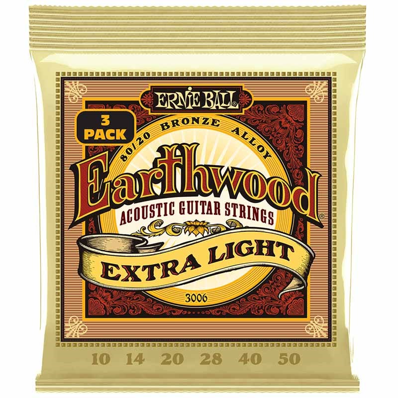 【PREMIUM OUTLET SALE】 Earthwood 80/20 Bronze Extra Light 3 Pack (10-50) #3006 ERNIE BALL (新品)