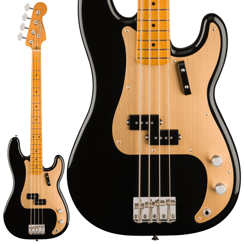 ■商品紹介Vintera(R) II 50s Precision Bass(R)は、50年代のタイムレスなサウンドを現代に蘇らせ、フェンダーならではのアイコニックなルックス、インスピレーション、比類ないトーンを提供します。Vintera(R) II 50s Precision Bass(R)は、アルダーボディにメイプルネックを採用し、パンチと透明感に溢れたクラシックなフェンダートーンを実現します。60年代後期のCシェイプネックは手に馴染むグリップ感が心地良く、7.25インチラジアス指板とヴィンテージトールフレットにより、大胆なベンディングや繊細なビブラートが可能で、ヴィンテージの快適さが得られます。ヴィンテージスタイルの'50sスプリットコイルピックアップは、温かでダイナミック、パワフルなフェンダーサウンドを提供します。ヴィンテージスタイルの4サドル式ブリッジとチューニングマシンは、クラシックなルックスに加え、イントネーションとチューニングの安定性を向上させます。Vintera(R) II 50s Precision Bass(R)のクラシックなヴィンテージフィールと比類なきフェンダーサウンドで、あなたにしかできない、新たな音楽の歴史を刻み始めましょう。■仕様詳細Body Material: AlderBody Finish: Gloss PolyesterNeck: Maple， Late ‘50s CNeck Finish: Gloss UrethaneFingerboard: Maple， 7.25 (184.1 mm)Frets: 20， Vintage TallPosition Inlays: Black Dot (Maple)Nut (Material/Width): Synthetic Bone， 1.75 (44.45 mm)Tuning Machines: Vintage-Style Open-BackScale Length: 34 (86.36 cm)Bridge: 4-Saddle Vintage-Style with Threaded Steel SaddlesPickguard: 1-Ply Gold Anodized AluminumPickups: (Bridge)， Vintage-Style ‘50s Split Single-Coil Precision Bass(R) (Middle)， (Neck)Controls: Master Volume， Master ToneControl Knobs: Knurled Flat-TopHardware Finish: Nickel/ChromeStrings: Fender(R) USA 7250M Nickel Plated Steel (.045-.105 Gauges)， PN 0737250406Case/Gig Bag: Included: Deluxe Gig Bag検索キーワード：イケベカテゴリ_ベース_エレキベース_PBタイプ_Fender MEX_Vintera_新品 SW_Fender MEX_新品 JAN:0717669920357 登録日:2023/09/19 エレキベース フェンダー ふぇんだー フェンダーメキシコ フェンダーMEX