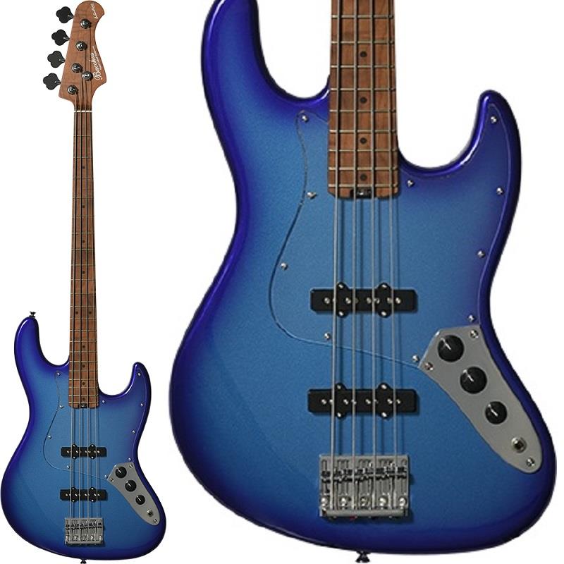 ■商品紹介上位機種WOODLINEの系譜を次ぐGlobal seriesからモデル初のブルー系バーストカラー＆クリアピックガードを採用したWL4-STDが登場！ローステッドメイプルとはメイプルを高温で加熱処理して材の中の水分や油分を揮発させることにより剛性を高めた材で、ネックに使用されるとその効果は安定性だけでなくサウンドにも及び、豊かな生鳴りと経年変化したビンテージのようなこなれたトーンを生み出します。高級機種で使われることの多いこの本格派仕様をリーズナブルな価格帯に落とし込んだBacchusの新しい製品ラインナップです。ボディ材にはナトーを採用し、楽器としてバランスの取れたサウンドとなっています。さらにクリアピックガードを組み合わせることで、よりカラーの引き立つルックスへと仕上がっております。また、上位機種同様にターボスイッチを搭載しており、2つのシングルピックアップをシリーズ接続することが可能です。これにより擬似的なハムバッキングサウンドを得られます。このときボリュームはFront Volが有効となり、Rear Volノブはバイパスされます。ナット部分には機能面でもサウンド面でも評価の高いGraphtec TUSQナットを搭載。チューニングの安定性にも一役買っています。トラディショナルなJBスタイルを意識したディンキーシェイプのエレクトリック・ベースに、ローステッドメイプルのカラッとした爽快なサウンドが組み合わさったハイコストパフォーマンスモデルです！！※画像はサンプルです。製品の特性上、杢目や色合いは1本ごとで異なります。■仕様詳細■Body:Nytoh■Neck:Roasted Maple■Fingerboard:Roasted Maple■Nut:graph tech tusq XL■Bridge:JB bridge w/ brass saddle■Pickup:Original JB set■Control:2Vol，1Tone (Pull up Turbo SW)■Scale:34inch■Width at Nut:38.0mm■Finish:Urethaneソフトケース付属検索キーワード：イケベカテゴリ_ベース_エレキベース_JBタイプ_Bacchus_GLOBAL SERIES_新品 SW_Bacchus_新品 JAN:4571470409885 登録日:2025/12/20 エレキベース バッカス