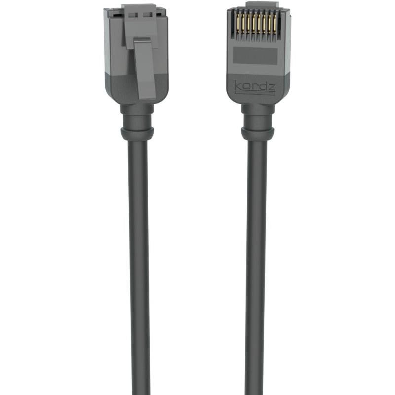 ■商品紹介【製品の特長】Kordz PRO SlimCatパッチコードは、Cat 6ケーブルの全性能を直径3.9mmという細い直径で実現する、高信頼・柔軟性・軽さが最重要視されるネットワークシステムのための画期的なパッチコードです。この超スリムなパッチコードは28AWG導体を被覆と一体成形し、セパレーターを排除しスリムさと曲げ半径1.17cmの柔軟さを両立。突き出し量を抑えたカスタム設計の小型コネクターを備え、様々な環境下において施工時の取り回しやエアフローの向上に寄与します。さらに、特許取得済みのスナッププルーフラッチコネクターを採用。独自の複合ナイロンスナッププルーフラッチは2，000回以上の180度曲げに耐え、ラッチの破損によるケーブル交換の必要性がなく、メンテナンスコストの削減に寄与。ライフタイム保証付きのKordz PRO SlimCatパッチコードは、あらゆる面で優れた施工を約束するプロフェッショナルのための究極の選択です。・個別にテストされ、ANSI/TIA 568.2-Dカテゴリー6規格をすべて上回る高性能パッチコード・ケーブル直径3.9mmの超スリム設計と小型フォームファクターコネクターにより、スペース重視のネットワーク設置に最適・IEEE802.3bt PoE++ 100Wをサポート・ケーブルの直径3.9mmO・2，000回以上の曲げサイクルに耐えるスナッププルーフラッチコネクター（特許取得済み）・ケーブルカラーは一般発売の黒のほか、業務用途として青、グレー、緑、紫、黄、赤、白の8色から選択可能・長さは一般発売の1m，2m，3mの3種類のほか、業務用途として0.15m〜30mの16種類から選択可能・ライフタイム保証【製品の仕様】●技術情報カテゴリー カテゴリー6適用規格 ANSI/TIA-568.2-DIEC11802EN50173性能基準 ? 10.0m: カテゴリ6コンポーネントテスト、 10.0m: カテゴリ6チャネルテスト配線方式 T568-B認定データレート 1 Gbps (ギガビットイーサネット)対応データレート ? 1 Gbps (ギガビットイーサネット)認定帯域幅 1〜250 MHz対応帯域幅 ? 250 MHz●機械的特性ケーブル径 28 AWG， 3.9mm/0.15O最大ケーブル引張強度 80 kgf/cm2ケーブルプラグ引張強度 TBCケーブル曲げ半径 11.7mm | 0.46インチ推奨取付深度 27.7mm | 1.09インチ接続サイクル数（最大） 1000回温度範囲 UL温度評価 ? 75oC●構造導体 28 AWG 無酸素撚線銅線導体絶縁材 ポリオレフィンシールド 該当なしケーブルジャケット材質 UL CM評価 PVCコネクタ材質 ナイロンコンタクトタイプ 3本爪タイプ (固体/撚線導体用)ストレインリリーフ 射出成形PVC●電気的特性導体抵抗 223Ω/km絶縁抵抗 10MΩ min @100V DC検索キーワード：イケベカテゴリ_レコーディング_ケーブル・変換プラグ_デジタルケーブル_Kordz_新品 SW_Kordz_新品 JAN:9340382009149 登録日:2026/08/13 コーズ