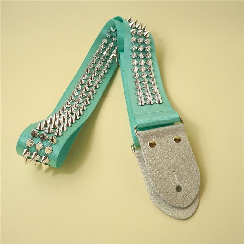 ガールズフェイバリットカラースタッズギターストラップ ミント×シルバー tsundrum_chan (新品)