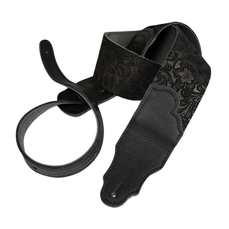 Embossed Suede Guitar Strap FSSE-BK-BK (BLACK/BLACK) Franklin (新品)