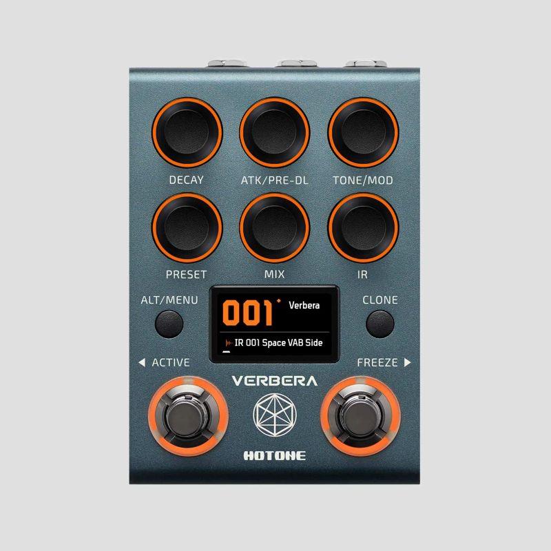 ■商品紹介満員のスタジアムに響き渡るサウンドを想像したことはありますか？あるいは、NASAの宇宙船格納庫の金属壁に反響するサウンドを想像したことはありますか？もしあなたのギターが宇宙のホワイトホールに落ちたら…あるいは、何世紀も前に建てられた大聖堂のアーチ型天井を漂い彷徨っているとしたら？VERBERAの世界へようこそ。それは想像力が現実となる場所…これは、DAWで馴染みのあるコンボリューション・プラグインではありません。VERBERAは、超低レイテンシー、驚異的な微調整機能、そして無限の音域を誇るスタンドアロンのハードウェア・コンボリューション・リバーブ・ペダルです。象徴的な空間やビンテージ・ハードウェアの再現や、かつて聴いたことのない別世界のリバーブエフェクトを提供してくれます。VERBERAは、ミュージシャンやエンジニアにとって、ライブとスタジオの両方のセットアップで新たな最強のツールになることを我々は確信しています。・リアルなステレオ空間を実現する高精度コンボリューションリバーブ。・世界中のユニークな空間のIRとオリジナルIRを収録・入力選択モードを備えたステレオ入出力・デュアルリバーブ：IRコンボリューションリバーブと追加のアルゴリズミックリバーブを柔軟に組み合わせることが可能・最長20秒のリバーブテイルと低レイテンシーのリバーブエフェクトに対応・IRエンベロープのリアルタイム調整、IRのシームレスな読み込みと切り替え・Attack、Tone、Modの各パラメーターを搭載し、リバーブトーンを自在にコントロール・グローバルTrailスイッチに対応・EXPまたはMIDI外部コントロールで追加パラメーターをコントロール・リバーブクローン機能で、独自のIRを作成可能・高性能AD/DA、32ビット/192kHzサンプリング・アナログ・ドライスルー回路設計・デュアル・フットスイッチ・モードは、リアルタイム・フリーズをサポートし、無限のリバーブ・テイルを実現・高解像度LCDスクリーンでシームレスかつ素早い操作を実現・USB経由でコンピューターに接続し、無料のPC/MACソフトウェアを使用してファームウェアのアップグレード、プリセット、IR管理が可能・Type-C USBはPD電源供給に対応■仕様詳細【入出力】・入力ジャック　1×6.35mm (1/4) TRS Jack・出力ジャック　2×6.35mm (1/4) TRS Jack・MIDI/EXPジャック　2×3.5mm (1/8) TRS Jack・USB ジャック　USB 2.0 Type-C・入力インピーダンス　1 Meg Ohm・出力インピーダンス　1K Ohm・バイパス　アナログ ドライ スルー + バッファー【デジタル・セクション】・A/D&D/A変換　32-bit， 192kHz・DSP　32-bit 浮遊演算方式・SNR　115dB・周波数特性　±0.1dB， 20Hz~20kHz・最大入力レベル　+13dBu【その他】・電源：9V DC 1A センターマイナス・サイズ：125.5mm（W）x 84mm（D）x 62.5mm（H）・重量：485g検索キーワード：イケベカテゴリ_エフェクター_ギター用エフェクター_空間系_ディレイ_HOTONE_新品 SW_HOTONE_新品 JAN:6959473915011 登録日:2025/07/03 エフェクター コンパクトエフェクター ストンプボックス ホットトーン