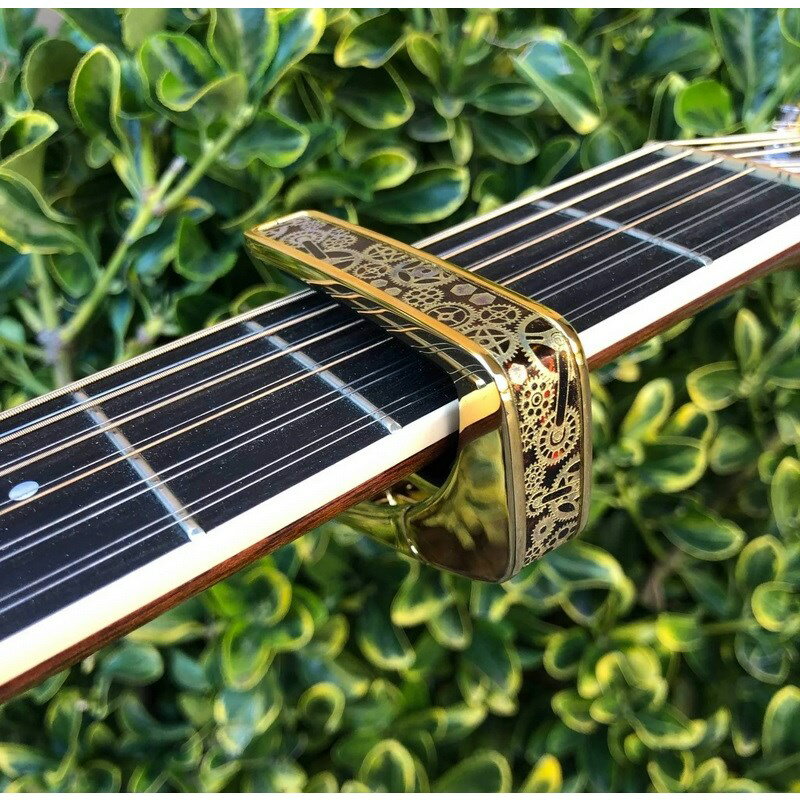 ■商品紹介これまでにないデザイン性と機能性に優れたカポタスト『Thalia Capos / タリア・カポ』。従来のカポとは一線を画す、見た目にも豪華なエキゾチック・ウッドやエキゾチック・シェル、彫刻や筐体のメッキ / フィニッシュ / カラーを採用したデザイン性に優れたモデルがあり、また、見た目のみならず機能面に関しても、通常のカポタストのように、使うギターの種類に合わせて1つずつカポを持ち替える必要がなく、フレットパッド(別売)をギターに合うものに交換するだけで簡単に、常にパーフェクトなテンション感とピッチ感で演奏する事を実現しました。フレットパッドのRには「0 for Classicals， 7.25， 9.5， 10， 12， 15， 16」の7種類があり、『スタンダード・テンション』と『ハイ・テンション』の計14種類。使用するギターや演奏に合わせてカスタマイズする事が可能です。・スタンダードテンション (弦に接するフレットパッド部分が標準的なモデル)・・・ 一般的なギター用・ハイテンション (弦に接するフレットパッド部分が厚いモデル)・・・ 薄いネック、12弦、ウクレレ、マンドリン、バンジョー用その他、握りこんで開く「リバース・アクション」機能が採用されており、1弦側からカポを取り付ける事で、演奏のポジションから手を返す事なくスムーズに指板上でカポを移動させる事を可能にします。Thalia Caposは様々な楽器に使用される事を想定しており、常に適切なテンション感で演奏していただけるよう全ての製品の内蔵スプリングの圧力が約7.5kgになるように、ひとつひとつ徹底した品質管理のもと製作されております。デザイン面、機能面、品質面、テンション感とピッチ感、すべてにおいてパーフェクトなカポタストです。※木目や貝模様は、天然素材を使用しているため個体により異なります。予めご了承ください。※パッケージ縮小に伴い、付属のフレッドパッドは12インチラディアス（Standard tension pad / High tension pad）2種類のみとなります。その他パッドをお求めの場合、別売にてご用意となります。検索キーワード：イケベカテゴリ_楽器アクセサリ_カポタスト_Thalia Capo_新品 SW_Thalia Capo_新品 JAN:4525421214028 登録日:2021/02/02 カポ カポタスト