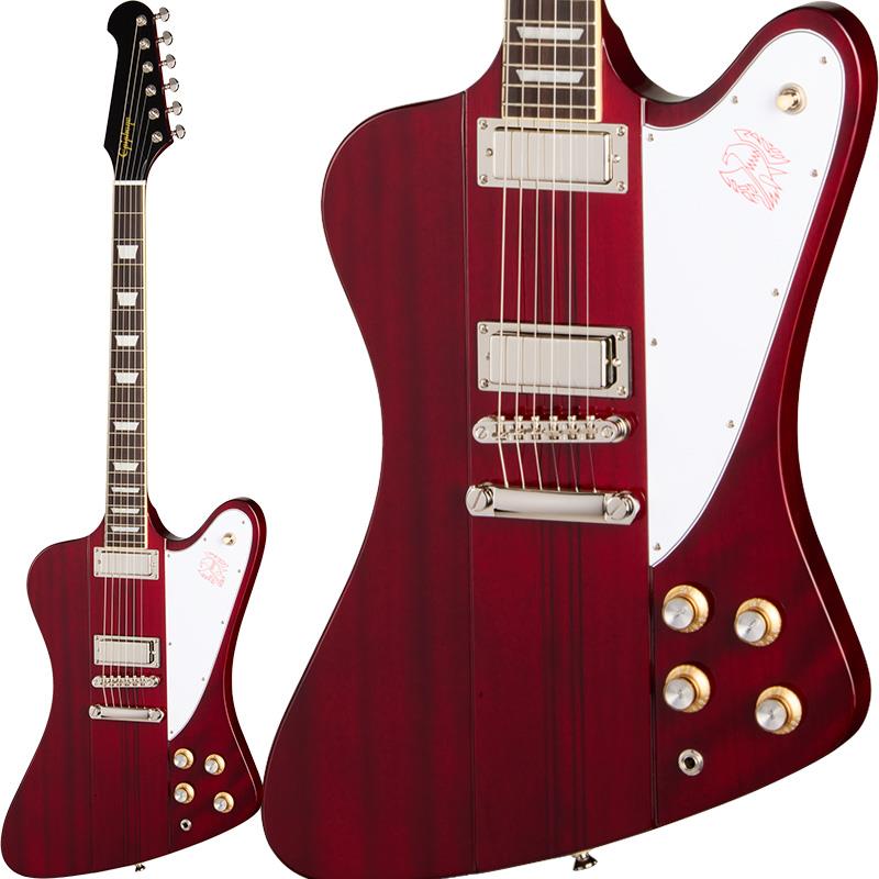 ■商品紹介Inspired by Gibson SeriesEpiphone Inspired by GibsonによるFirebirdは、1963年の登場時に採用されたリバース・ボディおよびリバース・ヘッドストック・デザインを忠実に再現したモデルです。Firebirdは、著名な自動車デザイナーであるレイ・ディートリッヒによってデザインされ、Gibson初のネック・スルー・ボディ構造を採用したモデルとして知られています。Firebirdは、マホガニーとウォルナットによる伝統的な9プライ構造のネック・スルー・ボディを採用しており、豊かで温かみのあるトーンと、卓越したサステインを実現します。ネック・スルー・ボディ構造により、チューナー、ピックアップ、ブリッジ、テイルピースはすべて同一の木材上にマウントされ、高い共鳴特性を生み出しています。スリムテーパーCプロファイルを採用したネックには、バインディング付きローズウッド指板を組み合わせ、22本のミディアム・ジャンボ・フレットとパーロイド・トラペゾイド・ポジション・マーカー・インレイを装備しています。視覚的な存在感とともに、スムーズで快適な演奏性を提供します。刷新されたFirebirdには、1960年代のギブソンFirebirdピックアップのオリジナル・スペックに基づいて設計された、アルニコ2マグネット搭載のProBucker FB720 Firebirdピックアップを搭載しています。これらのピックアップは高品質なCTSポテンショメーターに配線されており、Firebirdならではの明瞭でノイズのないトーンと、オリジナルのキャラクターを再現します。Firebirdピックアップはサイズこそ小型のハムバッカーに近いものの、ミニ・ハムバッカーとは構造が異なります。一般的なミニ・ハムバッカーが、ポールピースとその下に配置されたマグネットを用いるのに対し、Firebirdピックアップはポールピースを使用せず、2本のブレード・マグネットをコイル内部に配置し、スチール製リフレクター・プレートを組み合わせることで、他に類を見ないハムバッキング・サウンドを生み出しています。ハードウェアには、エピフォンLockTone Tune-O-MaticブリッジとLockToneストップ・バー・テイルピース、Grover Mini Rotomatic 6連チューナーを採用しています。Graph Techナットも装備し、安定したチューニング性能を実現しています。ピックガードには、赤色でホットスタンプされたアイコニックなFirebirdロゴがあしらわれています。ステージでの演奏からガレージでのジャム・セッションまで、Firebirdの独創的なシェイプとパワフルなサウンドは、まさにロックンロールのアイコンと呼ぶにふさわしい存在です。プレミアム・ギグバッグが付属します。※画像はサンプルです。製品の特性上、杢目、色合いは個体ごとに異なります。■仕様詳細BodyShape: FirebirdMaterial: Mahogany (Wings)Binding: Single-Ply FretboardNeckNeck: 9-ply Mahogany/WalnutProfile: SlimTaper CNut width: 43.0mm / 1.69inFingerboard: RosewoodScale length: 628.65mm / 24.75inNumber of frets: 22Nut: Graph TechInlay: Pearloid TrapezoidHardwareBridge: LockTone Tune-O-MaticTailpiece: LockTone Stop BarTuners: Grover Mini Rotomatic Six-in-LineControl Knobs: Gold Top Hat with Silver ReflectorPlating: NickelElectronicsNeck pickup: ProBucker FB720Bridge pickup: ProBucker FB720Controls: 2 Volume， 2 Tone; CTS PotentiometersMiscellaneousCase: Premium Gig BagStrings Gauge: .010， .013， .017， .026， .036， .046検索キーワード：イケベカテゴリ_エレキギター_ファイヤーバードタイプ_Epiphone_デザイナー_新品 SW_Epiphone_新品 JAN:4570156013040 登録日:2026/02/02 エレキギター エピフォン 変形