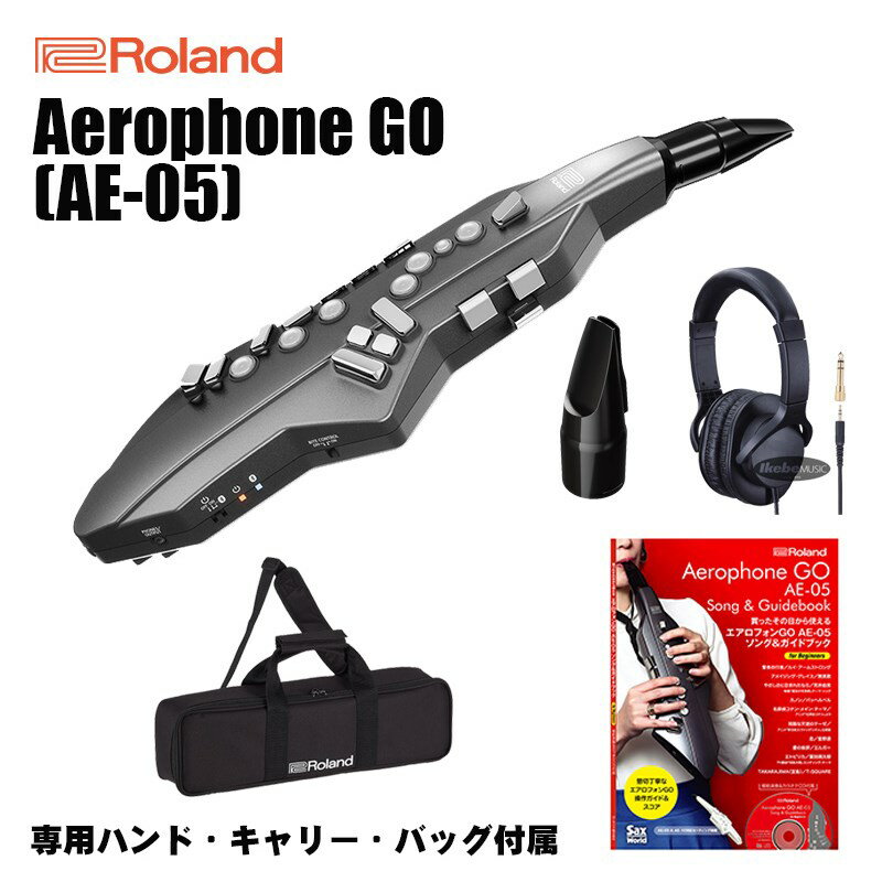 Aerophone GO AE-05+交換用マウスピース+汎用ヘッドホン+ソング＆ガイドブックセット【純正バッグ・台数限定ウインドシンセスタンド付】 Roland (新品)