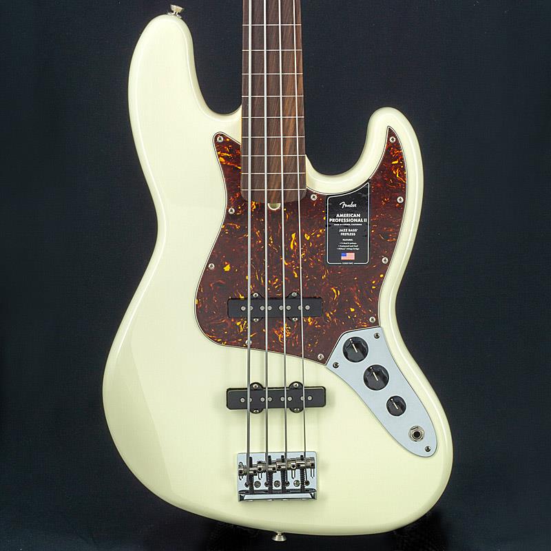 USED 中古 American Professional II Jazz Bass FRETLESS (Olympic White/Rosewood) Fender USA (ユーズド 美品)