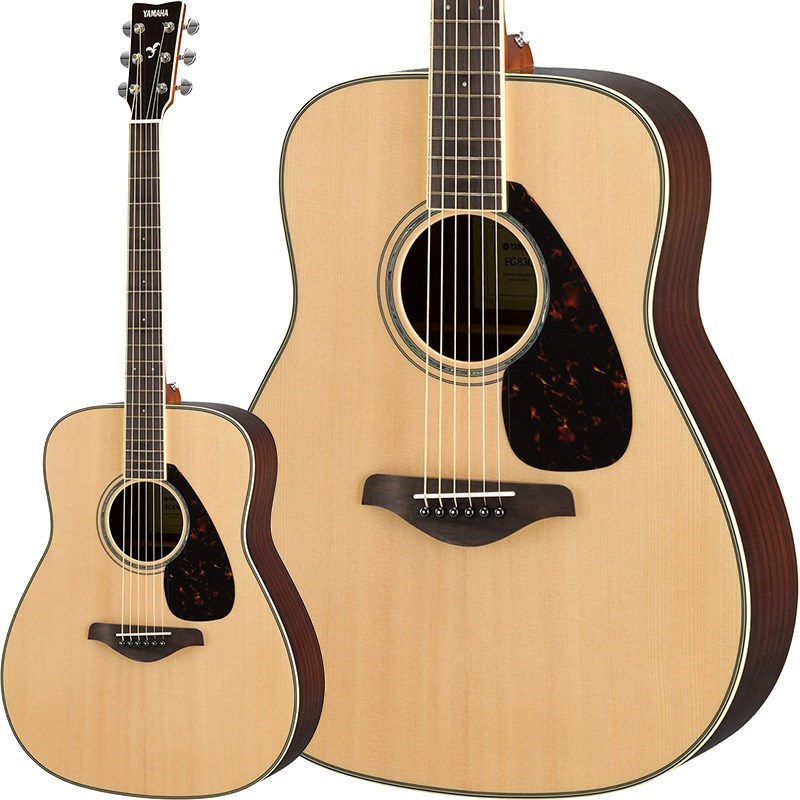 ■商品紹介ヤマハの大定番FG/FSシリーズがリニューアル！YAMAHA ACOUSTIC GUITAR FG SERIES1966年にヤマハ初の国産フォークギター「FG180」「FG150」が誕生してから、2016年で50周年を迎えます。その間、ヤマハは初心者用入門モデルからプロ用のモデルまで幅広いニーズに応えながら常に品質向上と技術革新を続け、さまざまな音楽シーンを支えてきました。2016年新たに生まれ変わった『FG/FSシリーズ』は、ラインアップの全モデルを一新。新たにデザインしたブレイシング（響棒）により中低音を強化し、さらに力強いサウンドを実現しました。そして、2種類のボディシェイプに加え、豊富なカラーバリエーションを用意し、幅広いプレーヤーのニーズに応えます。■新たにデザインしたスキャロップドブレイシングにより中低音を強化最新の技術を用いてシミュレーションと分析による試行錯誤を重ね、新たなデザインのブレイシングを開発しました。これにより、表板の耐久性を維持しながら、中低音域から低音域において、より力強い音と豊かな響きを実現しました。■好みに応じたモデルが選べる豊富なラインアップ『FGシリーズ』は伝統的なウエスタンボディのモデルです。パワフルな低音域とクリアな高音域を持つ立ち上がりの早いサウンドに、さらに磨きを掛けました。『FSシリーズ』は、小ぶりのボディと短い弦長により抜群の演奏性を誇ります。新モデルではボディを薄くし、さらに扱いやすくなりました。粒立ちの良さとふくよかさを併せ持つサウンドが特長です。また、両シリーズともに豊富なグレードとカラーバリエーションを用意しており、全23モデルから好みに応じたモデルを選ぶことができます。■仕様詳細胴型: トラッドウエスタンタイプ胴厚: 100〜118mm弦長: 650mm表板: スプルース単板裏板・側板: ローズウッドネック: ナト—指板・下駒: ローズウッド糸巻: ダイキャスト・クローム塗装: グロス仕上げソフトケース付き■カラー: ・NT （ナチュラル）※画像はサンプルです。製品の特性上、杢目・色合いは1本1本異なります。検索キーワード：イケベカテゴリ_アコースティック・エレアコギター_アコースティックギター_YAMAHA_FG SERIES_新品 SW_YAMAHA_新品 JAN:4957812597340 登録日:2021/02/03 アコースティックギター アコギ ヤマハ やまは