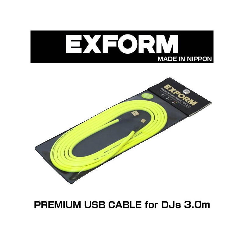 PREMIUM USB CABLE for DJs 3.0m DJUSB-3M-YLW EXFORM ()