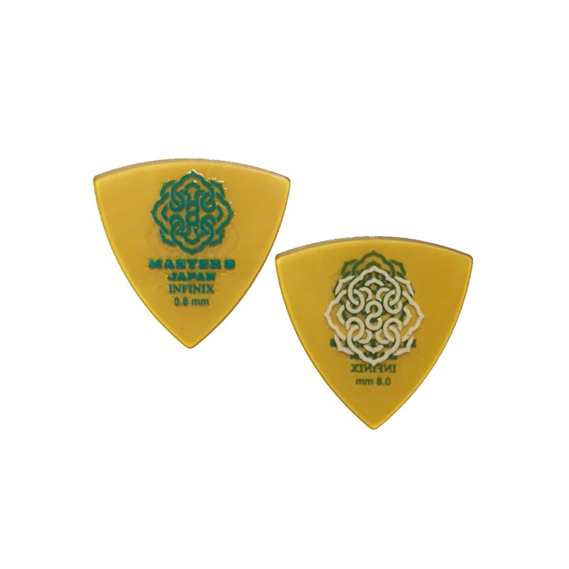 ■商品紹介常識を逸脱するグリップ力と骨太サウンドメイクINFINIX Hard Polish with Rubber GripMASTER8 JAPANが新シリーズとして放つのは、INFINIXシリーズのネクストレベルとなるINFINIX Hard polish series。INFINIXを新たな次元に進化させるべく、新たな研磨方法を駆使してラウンドしたエッジ面を実現。耐摩耗性、ピックノイズの少なさはそのままに、よりマイルドかつ骨太なサウンドメイクを狙った加工を施しました。そして滑り止めの加工には新開発の仕様であるRubber Gripを採用したことで、これまでの常識を逸するグリップ力を実現しました。耐摩耗性、形状記憶、研磨によるサウンドメイク、グリップ力の向上と進化するINFINIXシリーズから目が離せません！■厚さ：0.8mm■形状：トライアングル検索キーワード：イケベカテゴリ_楽器アクセサリ_ピック_MASTER8 JAPAN_新品 SW_MASTER8 JAPAN_新品 JAN:4582490220466 登録日:2016/12/04 ピック ギターピック マスター8