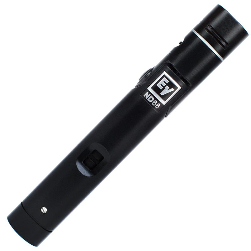 ■商品紹介コンデンサー・カーディオイド楽器向けマイクND66は、堅牢かつ高性能な小型ダイヤフラム・コンデンサー楽器向けマイクです。セルフバイアス式小型コンデンサー・エレメントは、打楽器や弦楽器の複雑かつダイナミックなサウンドに強力に反応し、クリーンで抜けの良いきめ細かなサウンドを実現します。ND66専用の回転ロック式ヘッドを用いると、ボタンを押し、ヘッドを所定の位置に回しながら取り付け、ヘッドのボタンを離してロックするだけで、あらゆるシチュエーションにマイクを最適に取り付けることができます。 ・プレミアムな小型コンデンサー・エレメント・セルフバイアス式コンデンサー・エレメントは、きめ細かなトランジェントを適切に転換できるマイクを必要とする音源に強力に反応します。・コンデンサーによるクリーンで抜けの良いきめ細かなサウンド・打楽器と弦楽器のきめ細かなサウンドを収録・ロック式ピボットヘッドによって、容易にマイクの取り付けが可能・ボタンを押し、ヘッドを所定の位置に回しながら取り付け、ボタンを離してロックすると、あらゆるシチュエーションにマイクを最適に取り付けることができます。・選択可能な10 dBと20 dBパッド・マイク・エレメントのオーバーロードを保護するために必要なゲインの低減・選択可能な75 Hzと150 Hzハイパスフィルター・選択可能なHPF周波数は、信号経路から厄介な低音域を排除するために巧妙に選択されています。◆仕様Connector Type：3-pin XLRPolar Pattern：CardioidHeight：143Weight Net：0.179Family：ND Series検索キーワード：イケベカテゴリ_レコーディング_マイク_コンデンサーマイク_Electro Voice_新品 SW_Electro Voice_新品 JAN:8717332994380 登録日:2026/03/10 エレクトロボイス