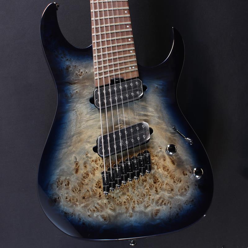■商品紹介Standard RG / Good Value 8 String・Multi Scale・New model !!ハイ・コストパフォーマンス Standard RG / ポプラバール・ボディトップの8弦・マルチスケール・新モデル！！◆27.2 - 25.5 マルチスケール8弦側：27.2 - 1弦側：25.5 のマルチスケール構造を採用。各弦張力の均一性をもたらすことで、適度なテンション感での演奏を可能にし、ダウンチューニングでも音像がぼやけず芯のある低音サウンドを生み出します。◆5pc メイプル材&ウォルナット材 ネック / Wizard III-8 シェイプ3ピースのメイプル材と2ピースのウォルナット材をラミネートした5pc構造で、剛性を高めています。薄い握り心地と握り易さを追求し、抜群のプレイアビリティを約束するWizard III-8ネック・シェイプを採用。◆ジャトバ材 指板赤褐色の木肌と木目を持つ硬質な木材で、ふくよかな中音域が特長です。◆ポプラバール材 ボディトップ / ニャトー材 ボディ瘤状の杢目が特徴的なポプラバール材をボディトップに使用。ボディー材には、ふくよかな中低音域特性に優れるニャトー材を使用。◆Ibanez オリジナル Array 8 MS ピックアップ全ての音域に渡りバランスが良く、特に低音はボヤけることなくタイトなサウンドが特長です。◆各弦独立構造の Mono-rail ブリッジ各弦独立構造とすることで弦振動をボディへダイレクトに伝え、素直なボディ鳴りと豊かな倍音を得られます。また、サドルの前後調整幅が広く、容易に調整可能です。◆Mono-unit アウトプット・ジャック堅牢で破損に強い樹脂製一体型で、プラグ種別での通電差異が少ないです。また、ジャックの緩みによる接触不良や断線を防ぎます。■仕様詳細SpecsNeck type Wizard III-8 for Multi Scale 5pc Maple/Walnut neckBody Poplar Burl top / Nyatoh bodyFretboard Jatoba fretboard w/ White Step off-set dot inlayFret Jumbo fretBridge Mono-rail bridgeNeck pickup Array 8 MS (H) neck pickupBridge pickup Array 8 MS (H) bridge pickupControls， Pickup Selector 1 Volume， 1 Tone， 5-way lever switchHardware color Cosmo BlackStrings gauge .009/.011/.016/.024/.032/.042/.059/.080 (D'Addario EXL120+.059+.080)Tuning (from top to bottom) 1D#，2A#，3F#，4C#，5G#，6D#，7A#，8FNeck DimensionsScale 692mm- 648mm/27.2 - 25.5Width at Nut 55mmWidth at Last Fret 80mmThickness at 1st 20mmThickness at 12th 21.5mmRadius 400mmR約3.54kgソフトケース付属(IGB101)検索キーワード：イケベカテゴリ_エレキギター_STタイプ_Ibanez_新品 SW_Ibanez_新品 JAN:4549763369086 登録日:2025/12/07 エレキギター アイバニーズ イバニーズ
