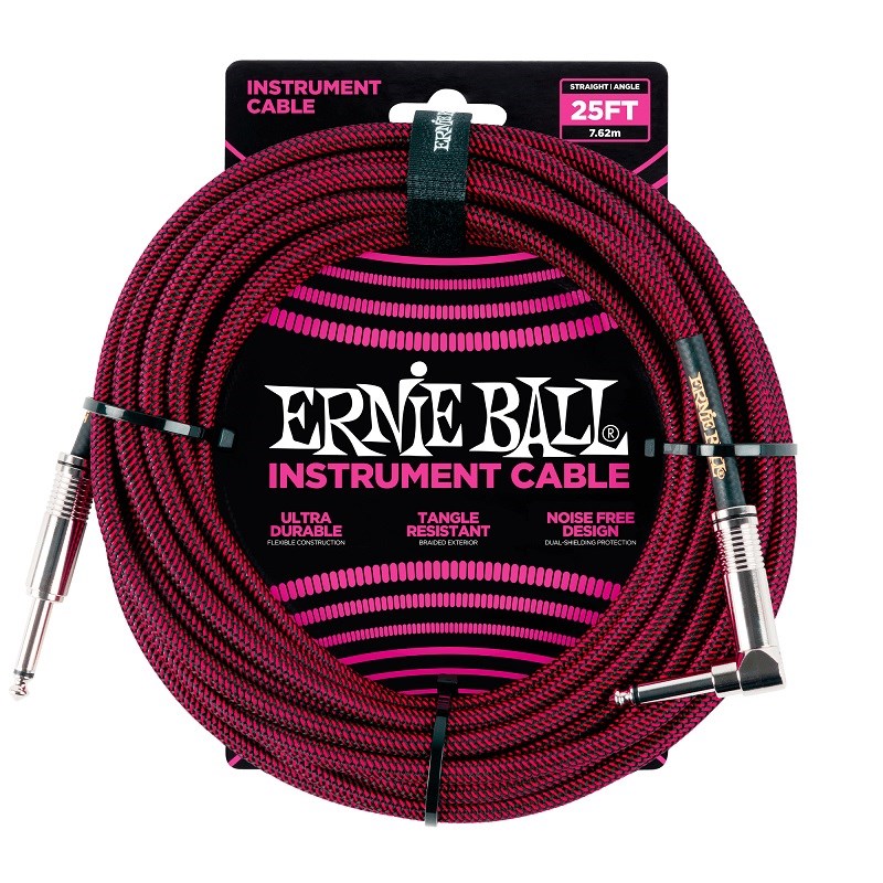 �ڴ��ָ��ꥻ����� Braided Instrument Cable 25ft S/L (Black/Red) [#6062] ERNIE BALL (����)