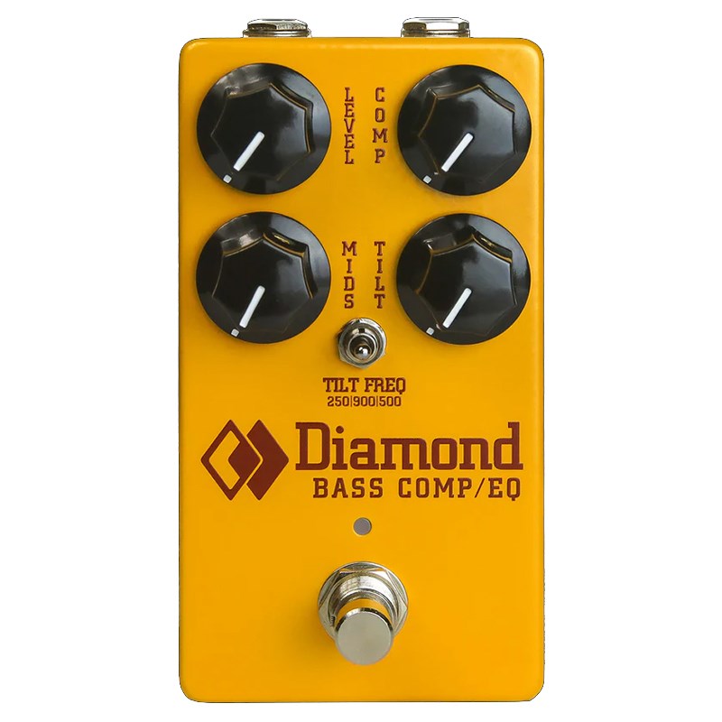 ■商品紹介このエフェクターにしかないナチュラルかつ太いサウンドで長年愛されてきたDiamond Pedalsが復活致しました！世界的パンデミック下の 2021年、Diamondブランドは閉業を余儀なくされましたが、偉大な Diamondブランドの歴史を継承し存続させるためにSolidGoldFX社の手によって、2年間にわたる研究や開発の末、モントリオールに拠点を置く新チームはオリジナルのデザインをベースに、このエフェクターは復活を遂げました。ベースにおけるコンプレッションのスイートスポットを見つけることは、本当に魔法のようなものです。この1台は、あなたのボードに搭載され、決して外れることはないでしょう。この次世代コンプレッサーは、クラシックな回路構成を維持しながら、レンジと機能性を向上させました。3つのティルト周波数と+/-10dBのミッドコントロールを備えた新しいEQセクションは、マスタリングと同じボックスでトーンを調節することができます。Diamond Comp/EQは、完璧を求めるのではなく、中音域のブースト/カットコントロール、3ポジションのチルト周波数スイッチ、カスタム仕様の米国製オプトアイソレーター、最新の静音スイッチなど、オリジナルのベース用にチューンされた1台です。絹のように滑らかで自然なオプティカル・コンプレッションと、ハイファイからインスピレーションを得た、センターデテントのアクティブ・ティルトEQ、ミッドブースト/カットコントロールを組み合わせたComp/EQは、エフェクターボードに必須の1台となりオフすることは出来ないでしょう。現代のペダルユーザーのニーズに合わせて クオリティを損なわず、省スペースに設計。オールアナログ、バーブラウン・オーディオパス、トップマウント・ジャック、9-18VDC動作、リレー・ベースのトゥルー・バイパス・スイッチングを完備しています。■仕様詳細入力インピーダンス 1MΩ出力インピーダンス 10KΩスイッチング： リレー・トゥルー・バイパス電源要件：9-18 VDC、センターマイナス、2.1 mmバレルジャック。電流ドロー9 VDC :22mAチルトEQフルクラム周波数：250｜500｜900 Hz +｜- 6 dBミッドEQ センター周波数：800 Hz +|- 10 dB寸法 122 x 66.98 x 39.64 mm (4.8 x 2.64 x 1.58)重量: 280 g検索キーワード：イケベカテゴリ_エフェクター_ベース用エフェクター_ベース用コンプレッサー・リミッター_DIAMOND Guitar Pedals_新品 SW_DIAMOND Guitar Pedals_新品 JAN:4571220046438 登録日:2023/05/20 エフェクター コンパクトエフェクター ストンプボックス ダイアモンド ダイヤモンド