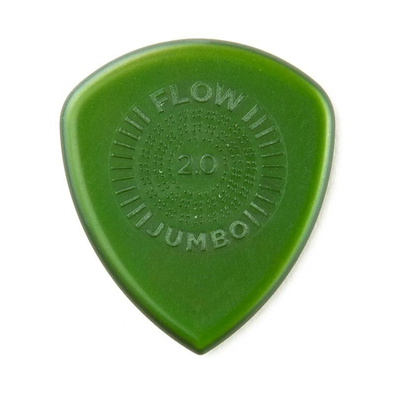 ■商品紹介547P FLOW Jumbo Pick弦離れが良くスムースで、ピッキング毎の音色を太く大きくするピックです。音色豊かで耐久性に定評があるUltex製で、エッジを滑らかに整形することによってスムースな弾き心地をもたらしています。グリップ性の高い表面加工で滑り難くなっています。■ゲージ ： 2.0mm検索キーワード：イケベカテゴリ_楽器アクセサリ_ピック_Dunlop (Jim Dunlop)_新品 SW_Dunlop (Jim Dunlop)_新品 JAN:0710137108493 登録日:2018/05/26 ピック ギターピック ダンロップ ジムダン ジムダンロップ