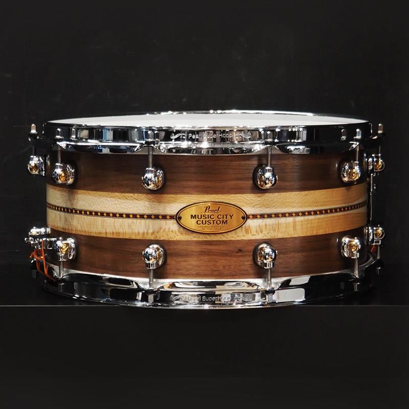 MCCW1465S/C #1008 Music City Custom -USA Solid Walnut Shell Snare Drums 14×6.5- [Quartersawn Sycamore Chevron with Ebony Borders] Pearl (新品)