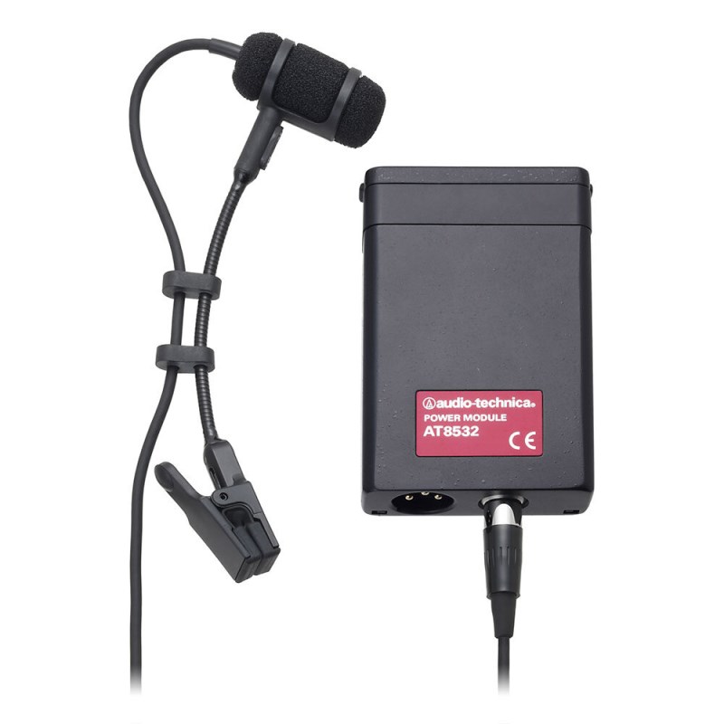 ■商品紹介管楽器やウッドベースに使える高音質コンデンサーマイク！●ピュアコンプリメンタリー構成の専用パワーモジュールにより、音質劣化の原因となるゲートやリミッターなしで、最大145dBの高音圧に耐える高耐入力タイプです。 ●本体は軽量・コンパクトで、専用マイクホルダーによって確実・スムーズに楽器に装着できます。●006P乾電池とDC11〜52Vのファントム電源に自動対応しており、屋内でも屋外でも無理なく使用できます。■ATM35規格型式：バックエレクトレット・コンデンサー型 指向特性：単一指向性 感度（0dB＝1V/1Pa、1kHz）：−45dB 最大入力音圧レベル（1kHz、THD1％）：145dB・S.P.L. ローカット：150Hz、12dB/oct. SN比（1kHz、1Pa）：67dB以上 出力インピーダンス：200Ω平衡 電源：006P乾電池×1、またはファントムDC11〜52V 消費電流：1.1mA（電池時）、2mA（ファントム時） 電池寿命：約300時間（アルカリ電池連続使用時） マイクホルダー寸法：ウインドスクリーン部径22mm、ブーム長84mm ケーブル長：7.6m 仕上げ：黒つや消し焼付塗装 寸法：直径12mm、全長45.2mm 質量：8.5g 付属品：AT8532 パワーモジュール、AT8418 楽器用マイクホルダー、マイクポーチ（注）電池は付属していません。検索キーワード：イケベカテゴリ_レコーディング_マイク_コンデンサーマイク_audio-technica_新品 SW_audio-technica_新品 JAN:4961310102876 登録日:2009/09/29 マイク コンデンサーマイク コンデンサマイク レコーディングマイク オーディオテクニカ