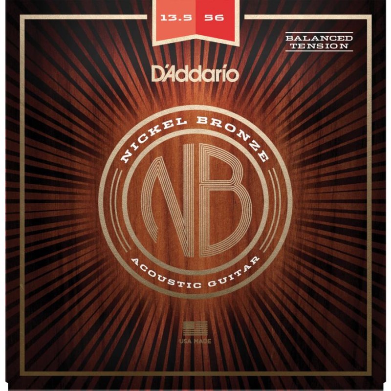 Nickel Bronze Wound Acoustic Guitar Strings [NB13556BT/Medium， 13.5-56] D’Addario (新品)