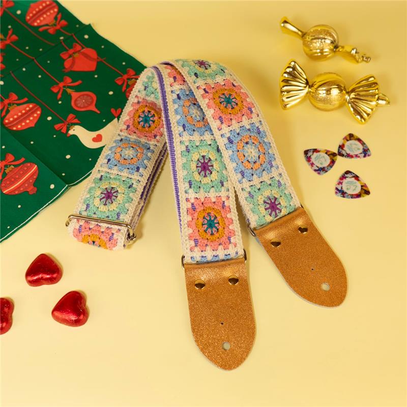 肩带 - かぎ編みギターストラップ パステル tsundrum_chan (新品)