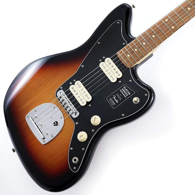 ■商品紹介Fender Player Seriesファットでシックなサウンドを聴かせるPlayerJazzmasterは、スポットライトにも映えるエレガントかつおしゃれなスタイルの印象的なギターです。フレキシブルで本格的なフェンダートーンは、あらゆるタイプの音楽にマッチします。先進的なミュージシャンや音楽の反逆者たちに愛されてきたJazzmaster。理想的なサウンドの土台となる、無骨で荒々しくパワフルなギターです。伝統を重んじながら革新的なスピリットを維持するPlayerシリーズのハムバッカーブリッジピックアップのペアーは、力強くウォームなサウンドで、モダンなエッジを効かせた本格的フェンダートーンを実現します。さらに、ブリッジピックアップのコイルを分割するプッシュ/プルスイッチが付き、本物のフェンダーシングルコイルのサウンドでトーンにバリエーションを与えます。スムーズなフィニッシュで弾きやすいモダンCシェイプのメイプルネックは、あらゆるプレイスタイルにフィットします。モダンな9.5インチラジアスのフィンガーボードに打ち込まれたミディアムジャンボフレットは22フレットに拡張され、さまざまな音楽的表現を可能にしています。また、フローティングトレモロテイルピースに搭載された6サドルのヴィンテージスタイルのアジャスタブルブリッジが、サウンドに独自の表現を加えます。さらに、マスターボリュームとトーンコントロール、3Wayピックアップスイッチ、3層ピックガード、シンセティックボーンナット、デュアルウィングストリングツリー、シールドチューニングマシン、Fの刻印が入った4ボルトのネックプレートが、本物のフェンダーを象徴しています。PlayerJazzmasterは、クリエイティビティを呼び覚まし、新しいプレイスタイルを生み出すのに最適なギターです。■仕様詳細Series: PlayerBody:AlderBody Finish:Gloss PolyesterBody Shape:JazzmasterNeck Material:MapleNeck Finish:Satin Urethane Finish on Back of Neck with Gloss Urethane Headstock FaceNeck Shape:Modern CScale Length:25.5 (648 mm)Fingerboard:Pau FerroFingerboard Radius:9.5 (241 mm)Number of Frets:22Frets Size:Medium JumboString Nut:Synthetic BoneNut Width:1.650 (42 mm)Position Inlays:White DotsTruss Rods:StandardTruss Rod Wrench:3/16 Hex (Allen)Bridge Pickup:Player Series Alnico 2 HumbuckingNeck Pickup:Player Series Alnico 2 HumbuckingControls:Master Volume， Master TonePickup Switching3-Position Toggle: Position 1. Bridge Pickup， Position 2. Bridge And NeckPickups， Position 3. Neck PickupPickup Configuration:HHBridge:6-Saddle Vintage-Style Adjustable with Floating Tremolo TailpieceHardware Finish:Nickel/ChromeTuning Machines:Standard Cast/SealedPickguard:3-Ply Black/White/BlackControl Knobs:Aged White PlasticStrings:Fender USA， NPS， (.009-.042 Gauges)Dimensions:4.75x15.00x41.50 INWeight:13.00 LB検索キーワード：イケベカテゴリ_エレキギター_JMタイプ_Fender MEX_Player_新品 SW_Fender MEX_新品 JAN:0885978911035 登録日:2021/06/27 エレキギター フェンダー ふぇんだー フェンダーMEX フェンダーメキシコ