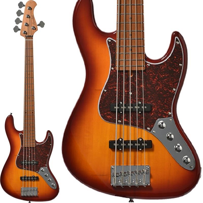 ■商品紹介高いコストパフォーマンスを誇るユニバースシリーズにWJBシェイプボディ&ローステッドメイプルを採用した5弦モデル「WJB5-1DX-AC」が登場！ボディにはBacchusのロングセラーモデルであるWOODLINEのスリムなシェイプを採用し、やや小ぶりなディンキーシェイプのボディにすることで、抱えやすさや取り回しの良さを持つ仕様となっています。ネックと指板にはローステッドメイプルを使用。高温の加熱処理で材の中の水分や油分を揮発させることにより剛性を高めた材で、豊かな生鳴りと経年変化したビンテージのようなこなれたトーンを生み出します。また、アクティブサーキットによる2バンドEQを搭載し、手元の操作でサウンドメイキングを行えます。アクティブベースならではのノイズレスかつ輪郭のはっきりとしたサウンドが魅力です。ヒール部には「ヒールレスカット」を施し、ブッシュボルト部分にもわずかに施したコンター加工が、ハイポジションの演奏時もスムーズなフィンガリングを可能とする仕様で、ハイエンドモデルなどでも多く採用されています。フレットには耐摩耗性に優れた「ステンレスフレット」を採用。一般的なフレットの素材であるニッケルシルバーより硬度が高く、フレット山が減りにくいため比較的長期間での使用が可能。サウンド面でも粒立ちの良さに定評があり、分離感のある明瞭な音色が特徴です。※画像はサンプルです。製品の特性上、木目や色合いは1本ごとに異なります。■仕様詳細SPECIFICATIONBody: PoplarNeck: Roasted MapleFingerboard: Roasted MapleBridge: Vintage Fixed TypeMachineheads: Open Gear TypeFret: Stainless SteelPickup: Original JB TypePreamp: OriginalControl: 1Vo， 1Balancer， Treble， BassScale: 864mm(34inch)Fingerboard Radius: 400RWidth at Nut: 46.0mmFinish: Polyurethaneソフトケース付属検索キーワード：イケベカテゴリ_ベース_エレキベース_JBタイプ_Bacchus_UNIVERSE SERIES_新品 SW_Bacchus_新品 JAN:4571470405993 登録日:2025/06/01 エレキベース バッカス